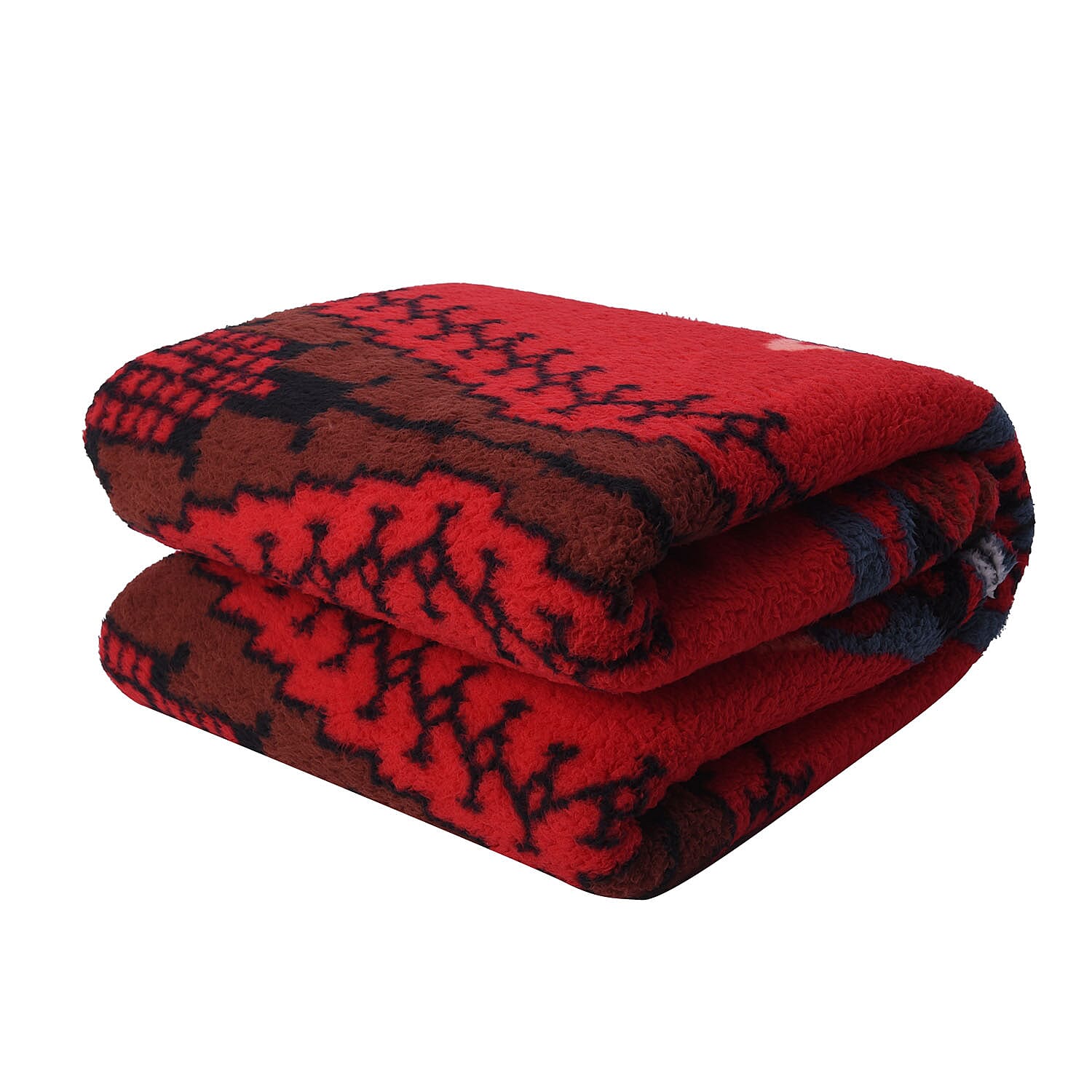 Tribal Pattern Sherpa Blanket (150x200cm) - Red Aztec