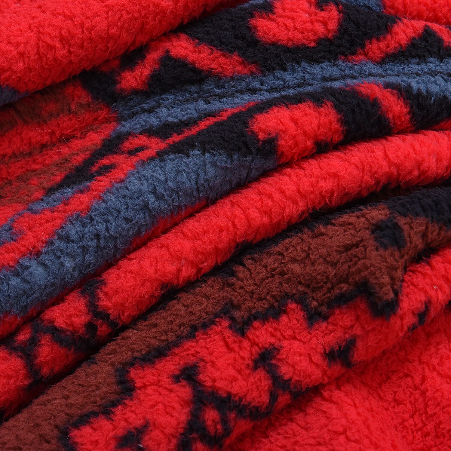 Tribal Pattern Sherpa Blanket (150x200cm) - Red Aztec