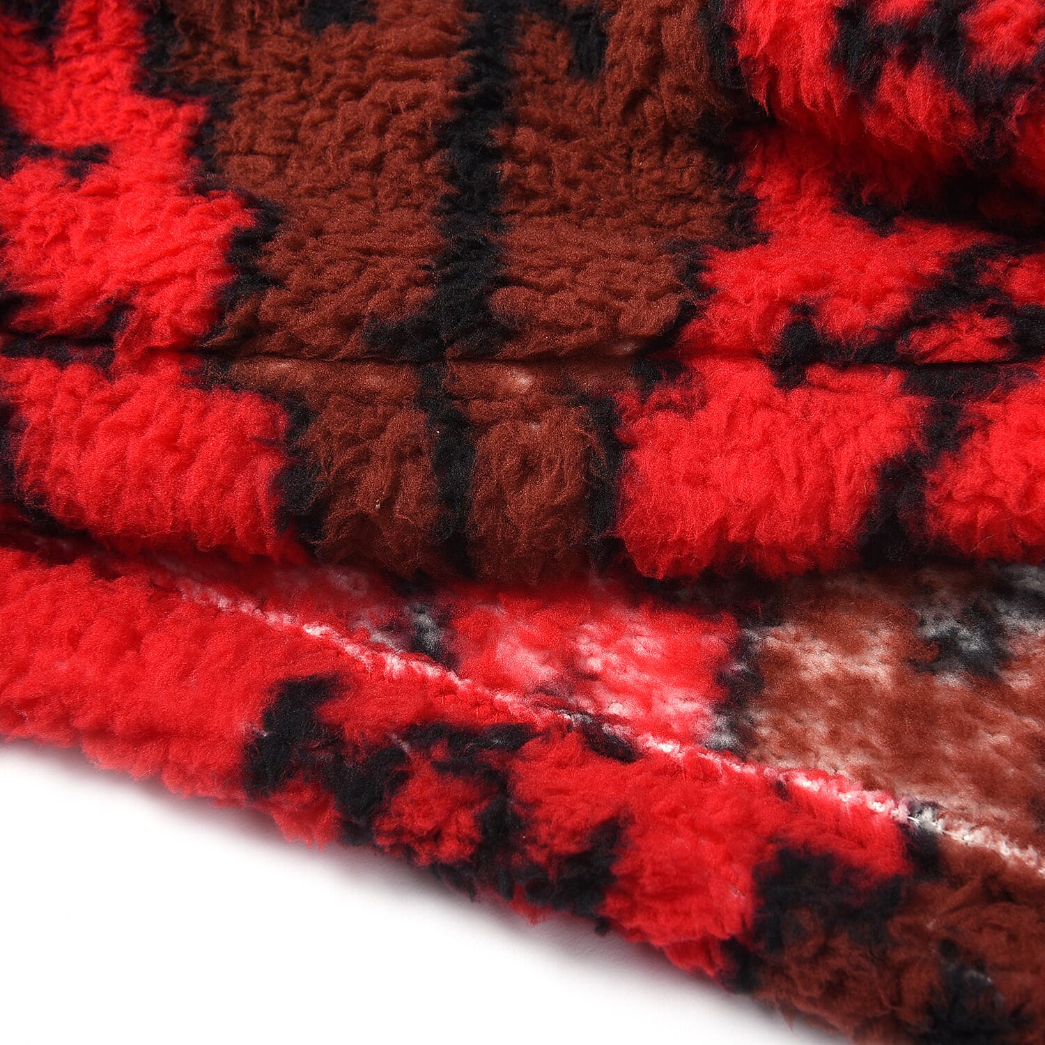 Tribal Pattern Hooded Fleecy Sweatshirt (Size 194x98cm) - Black and Red