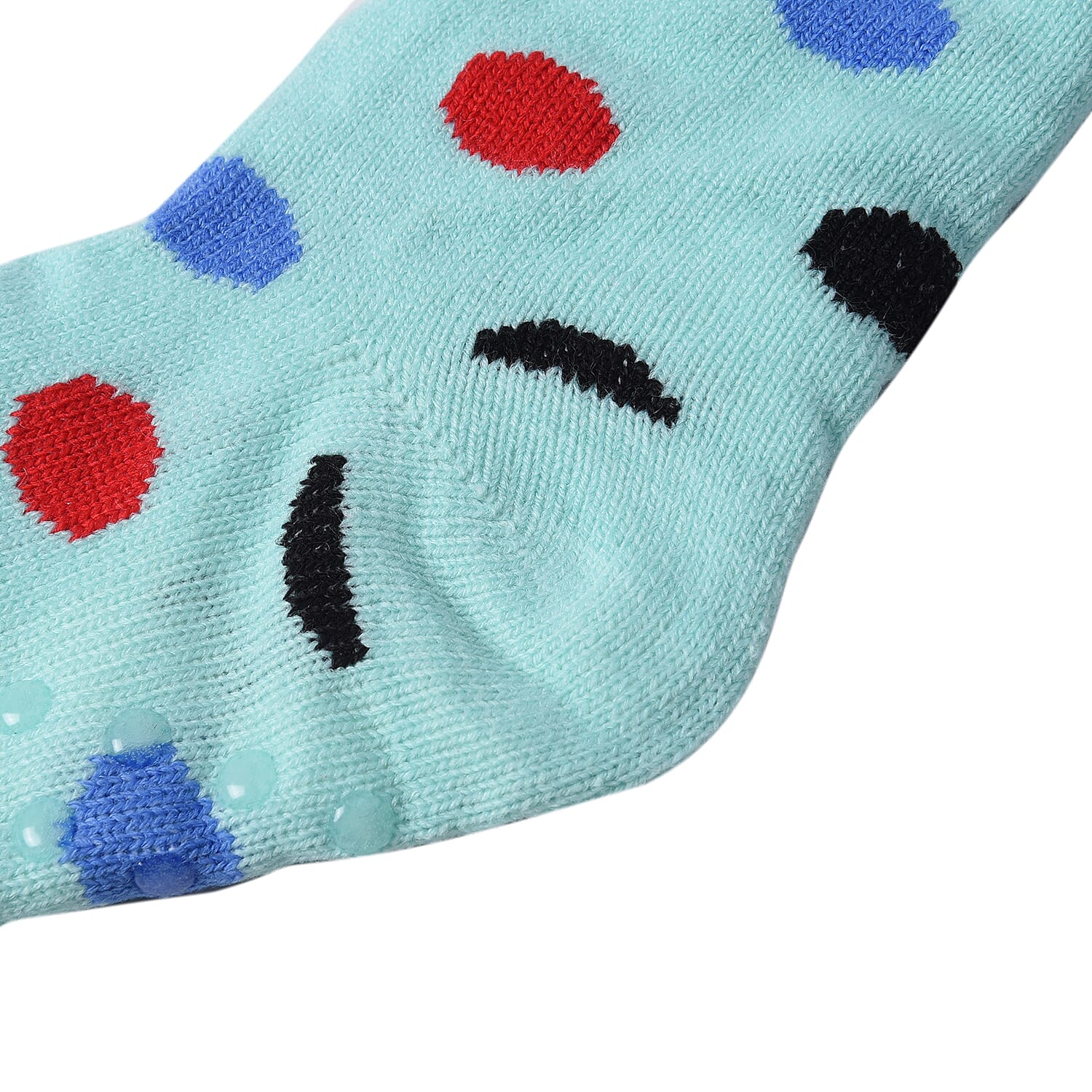 Set of 2 - Warm & Fuzzy Dot Pattern Sherpa Lined Slipper Socks (Size 5-10) - Pink and Blue