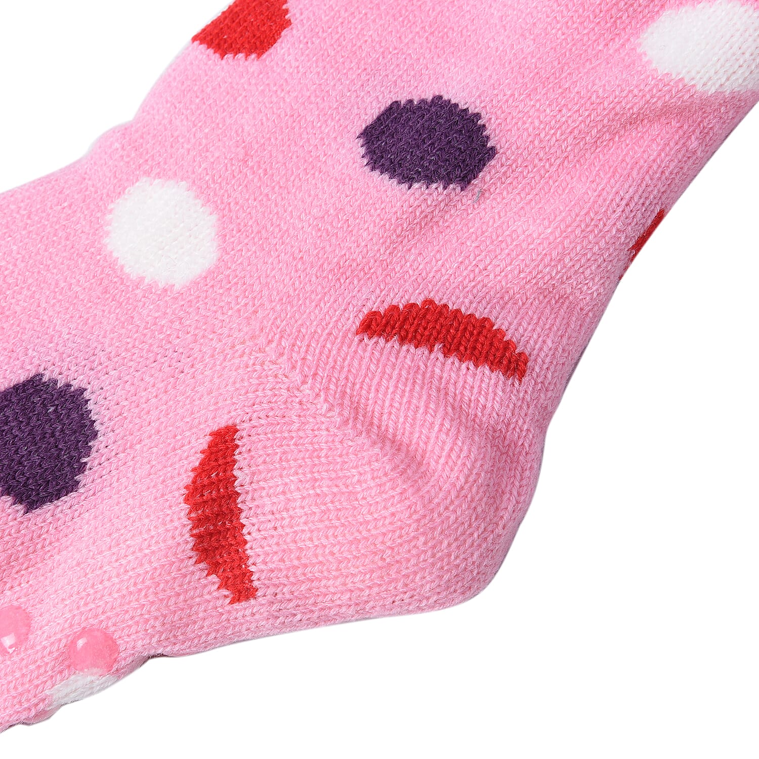 Set of 2 - Warm & Fuzzy Dot Pattern Sherpa Lined Slipper Socks (Size 5-10) - Pink and Blue