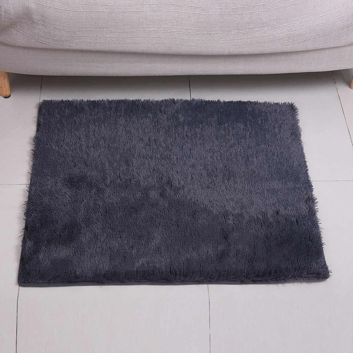 Deep Faux Fur Microfibre Rug with Non-Slip Base (80x100cm) - Dark Grey