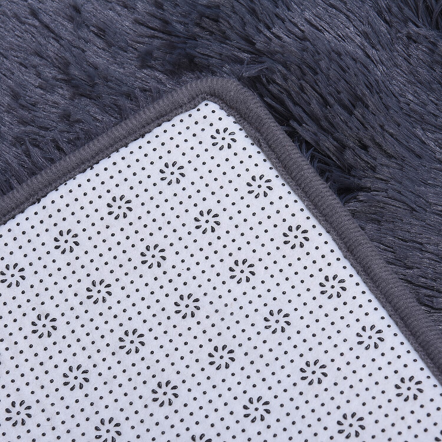 Deep Faux Fur Microfibre Rug with Non-Slip Base (80x100cm) - Dark Grey