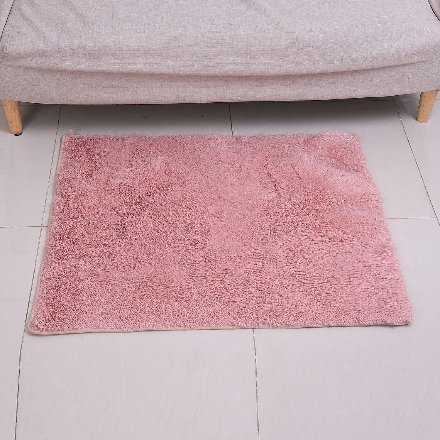 Deeep Faux Fur Microfibre Rug with Non-Slip Base (80x100cm) - Dusty Pink