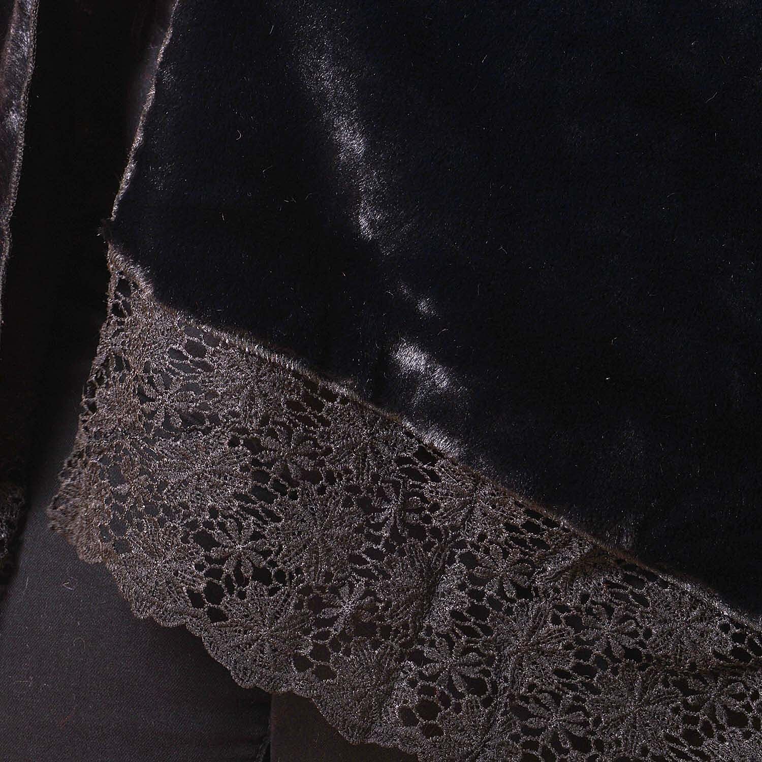 Faux Fur Hooded Cross-Over Scarf (Size 190x77 cm) - Black