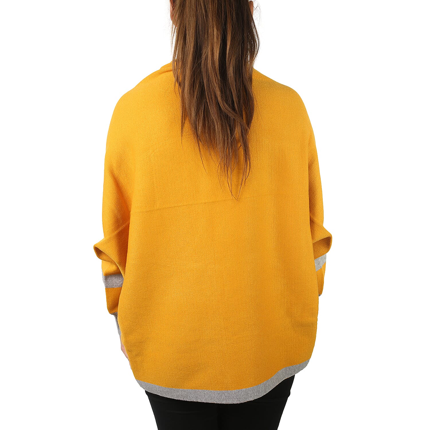 Kris Ana Coloured Border Cardigan One Size - Mustard-Grey