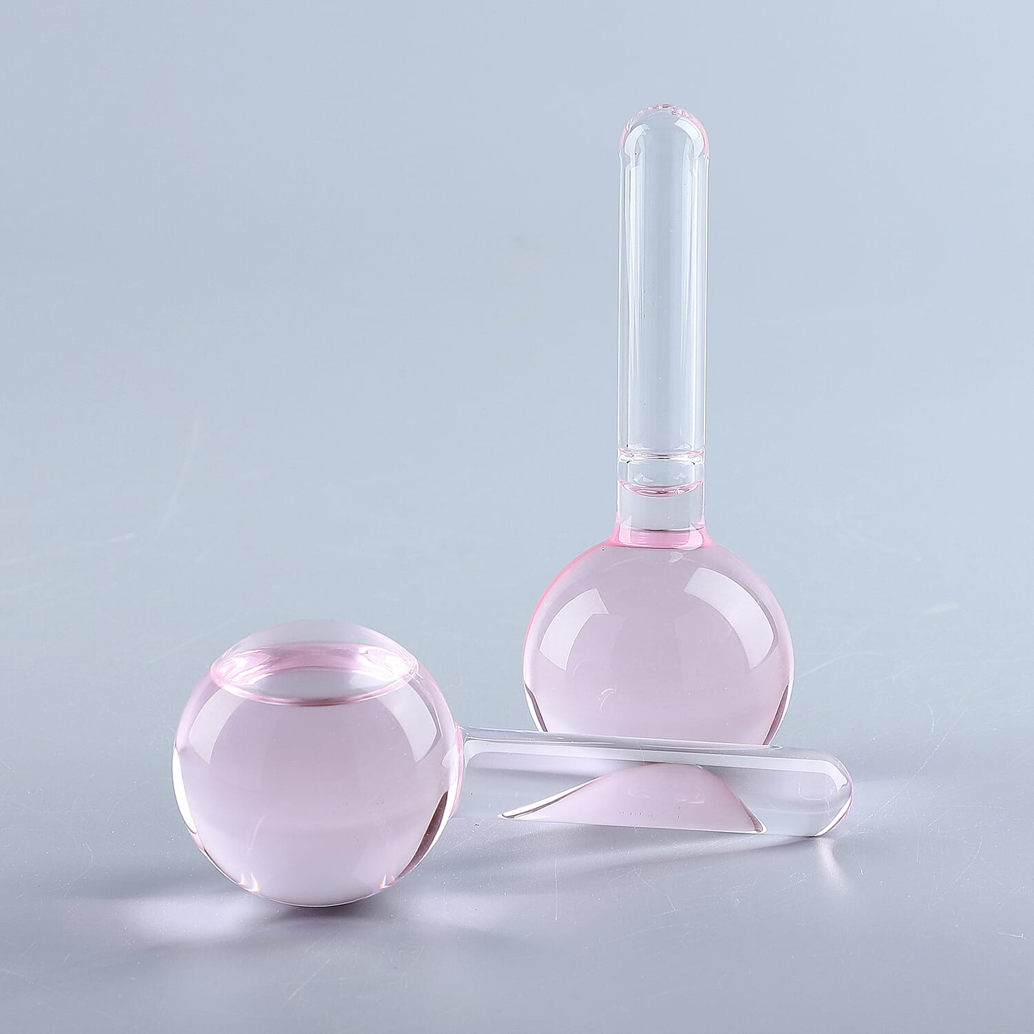 Set of 2 - Facial Massage Ice Globes (Size-13x3Cm) - Light Pink
