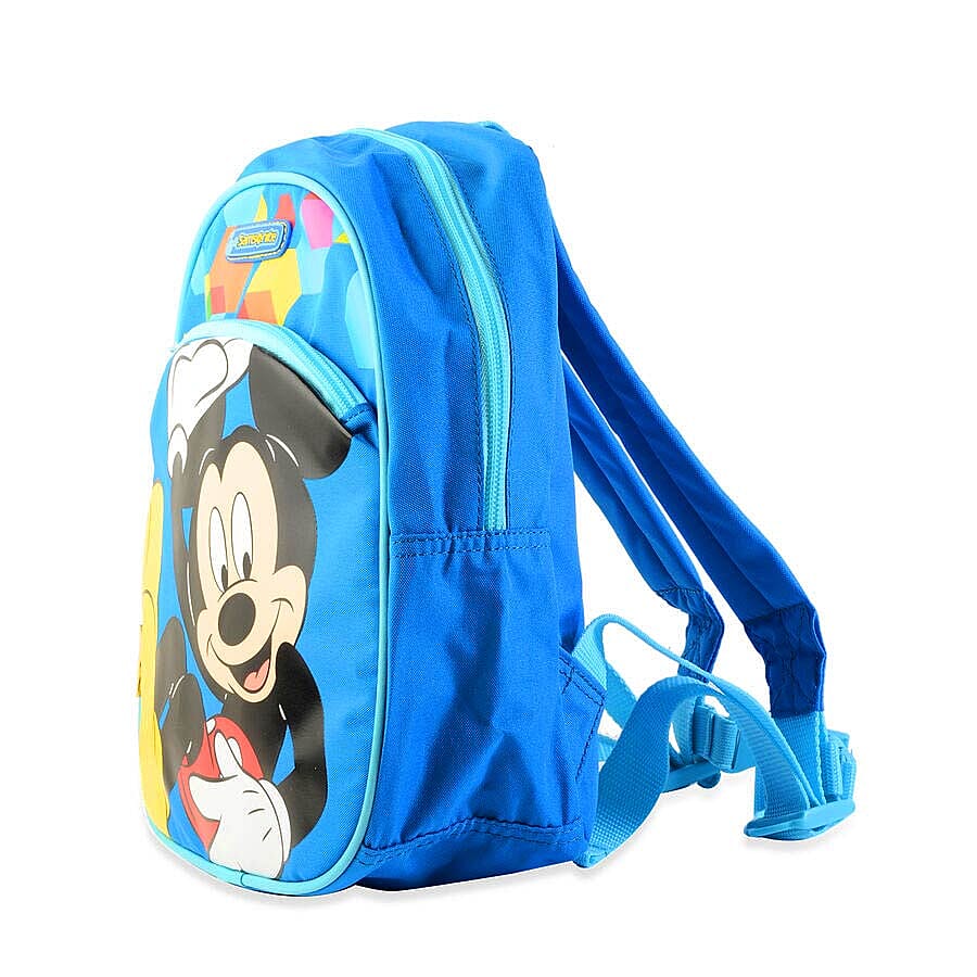 2 Piece Set - Disney Mickey Mouse Backpack (Size 28x23.5x12.5 Cm) with Toiletry Bag (Size 24x14x4 Cm) - Blue