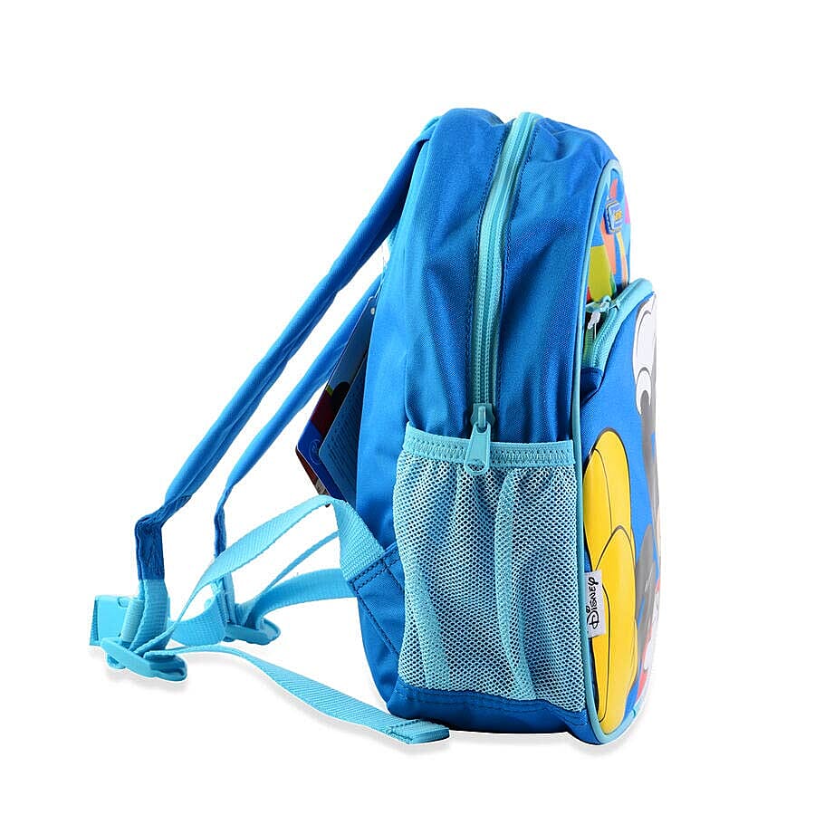 2 Piece Set - Disney Mickey Mouse Backpack (Size 28x23.5x12.5 Cm) with Toiletry Bag (Size 24x14x4 Cm) - Blue