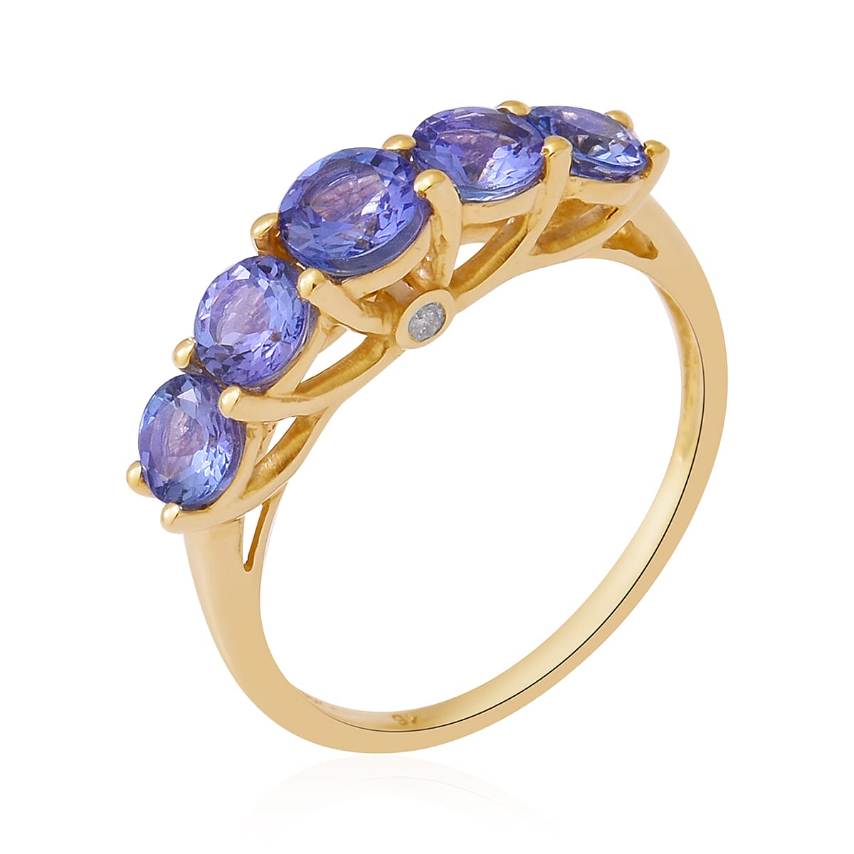 9K Yellow Gold AAA Tanzanite and Diamond (I3/G-H) Ring 2.00 Ct.