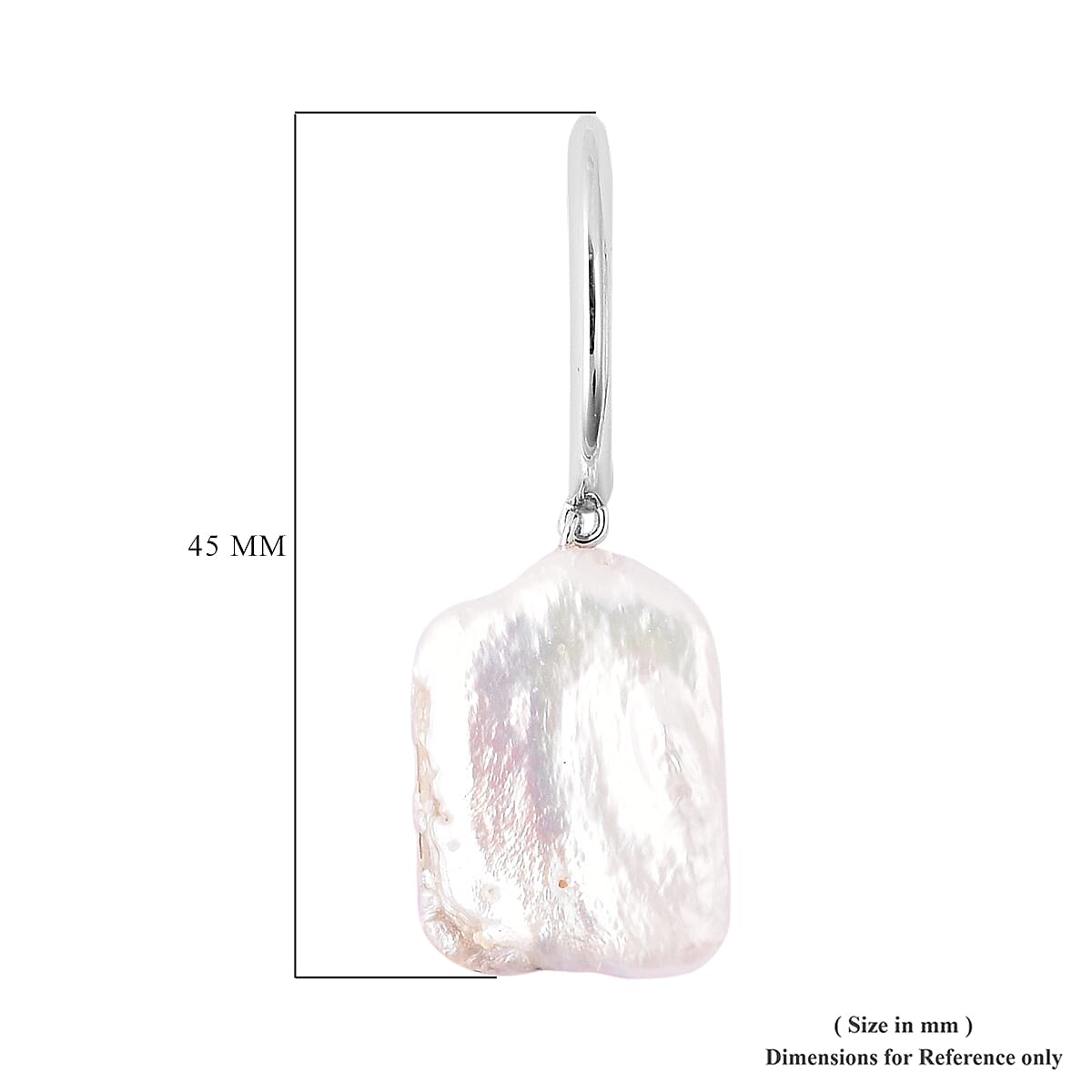 White Baroque Pearl Earrings in Rhodium Overlay Sterling Silver