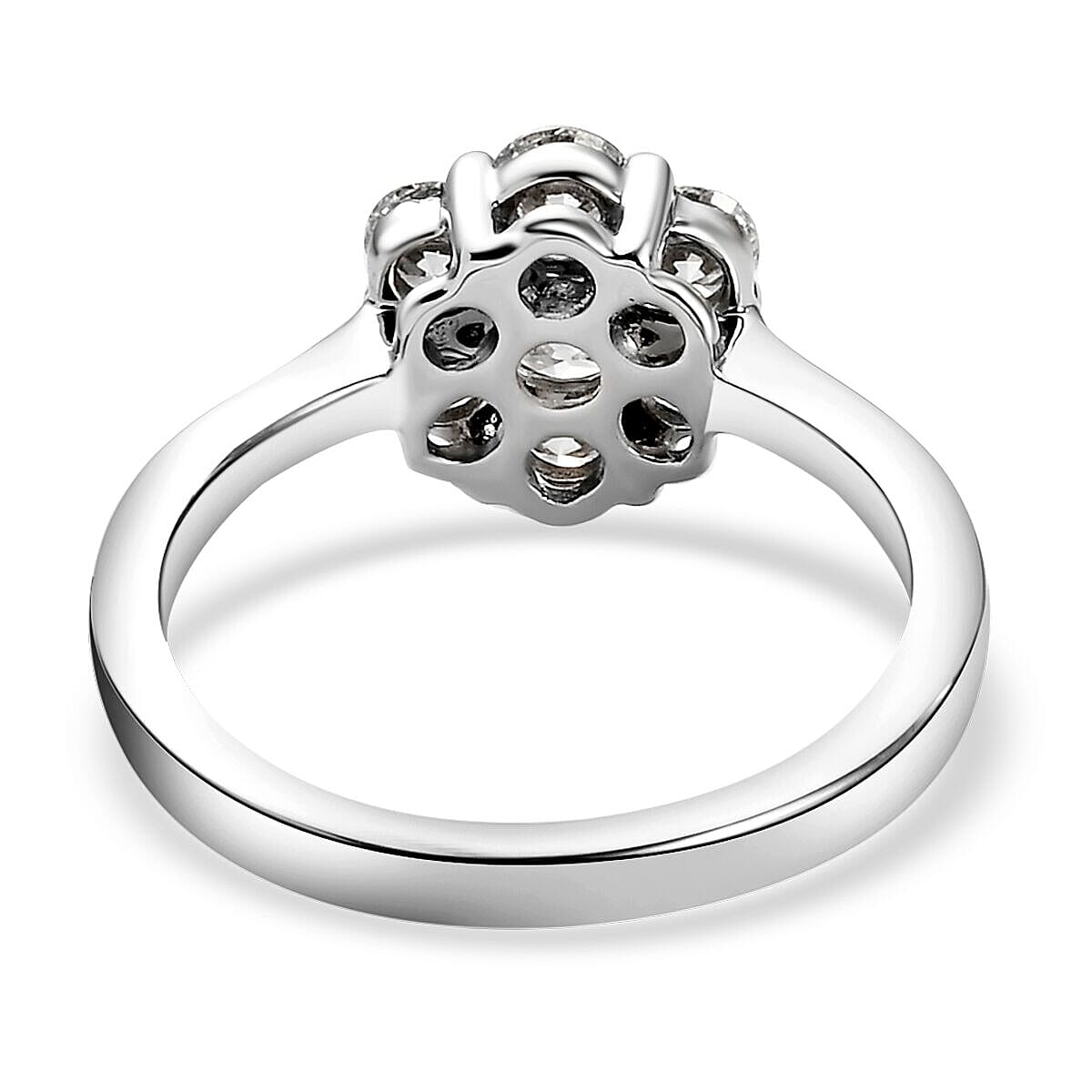RHAPSODY 950 Platinum IGI Certified Natural Diamond (VS-E-F) Floral Cluster Ring 0.98 Ct, Platinum Wt 5.17 Gms
