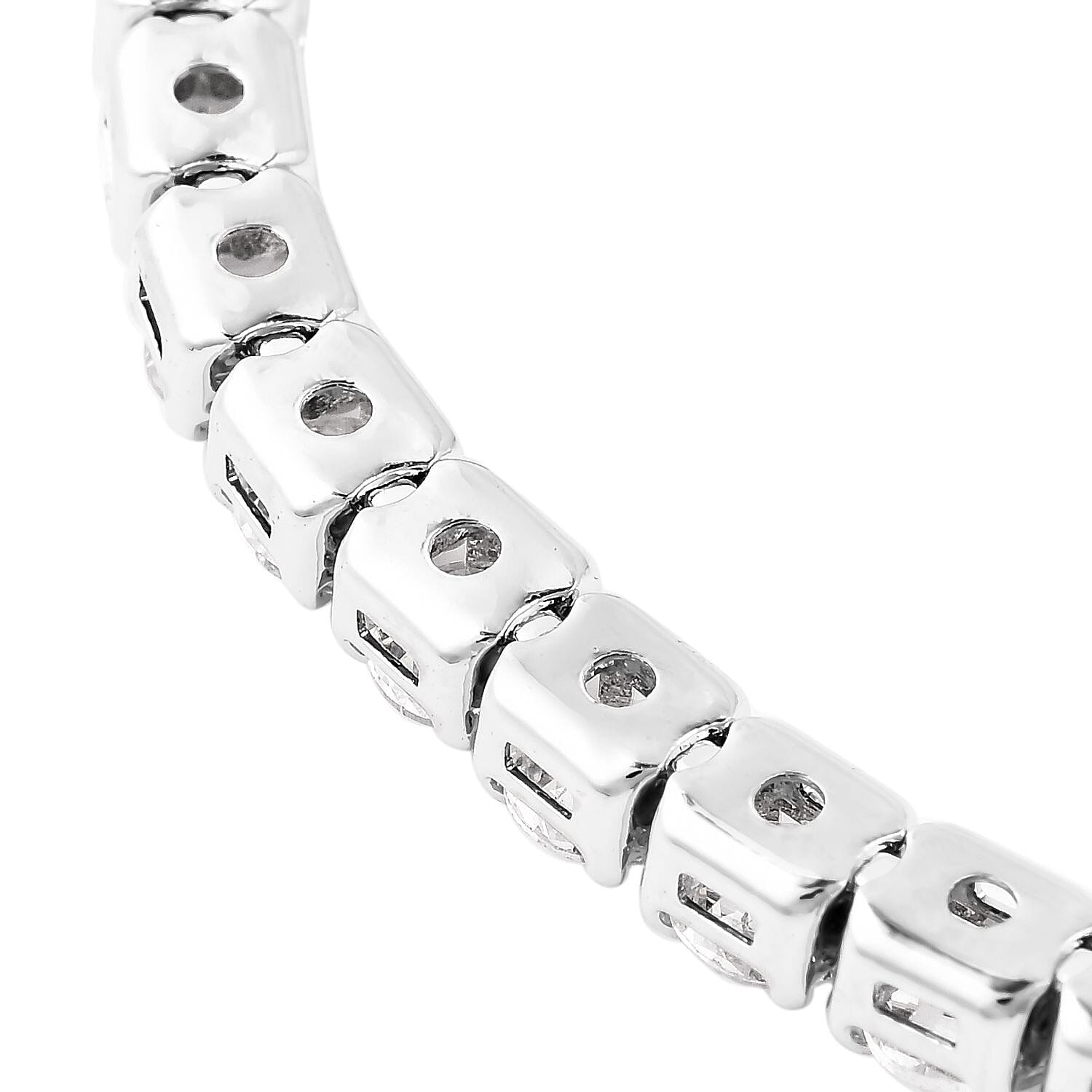 Simulated Diamond Tennis Necklace (Size 17) in Silver Tone