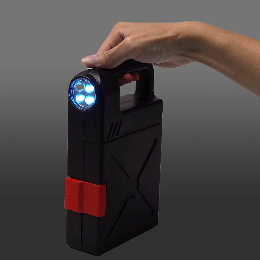 Portable Flashlight Jerry Can Design Tool Box (Inclds. 1pc Handle, 1pc Prolong Bar, 4pcs Precision Screwdrivers, 8pcs Sockets, and 10pcs Bits)- Red and Black