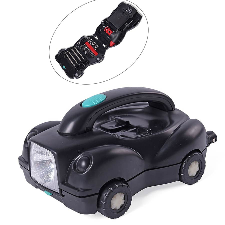 Portable Flashlight Tool Box (Inclds. 1pc Handle, 1pc Prolong Bar, 4pcs Precision Screwdrivers, 8pcs Sockets, and 10pcs Bits) - Red, Green and Black