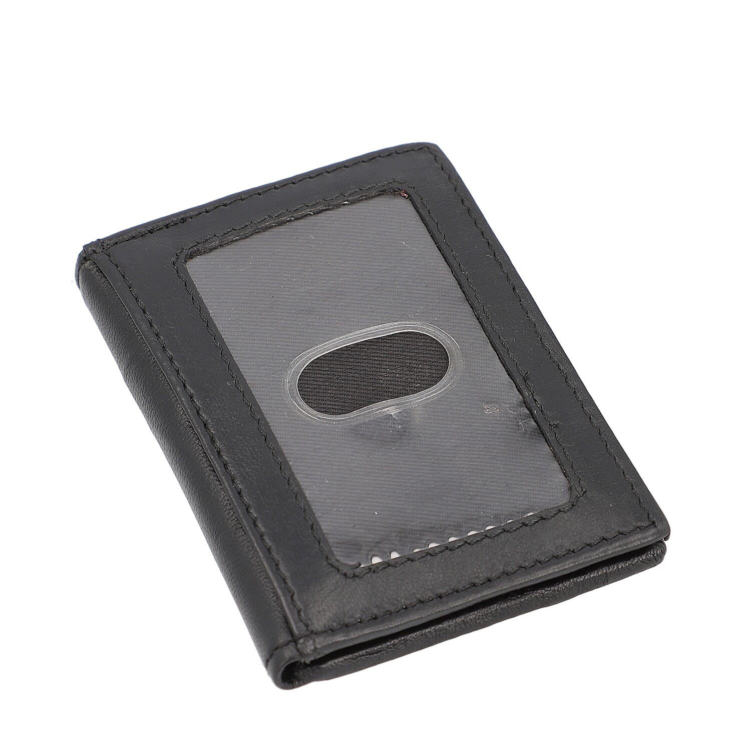 (Option - 1) 100% Genuine Leather Bi-Fold Men Wallet (Size 7.5x10cm) - Black