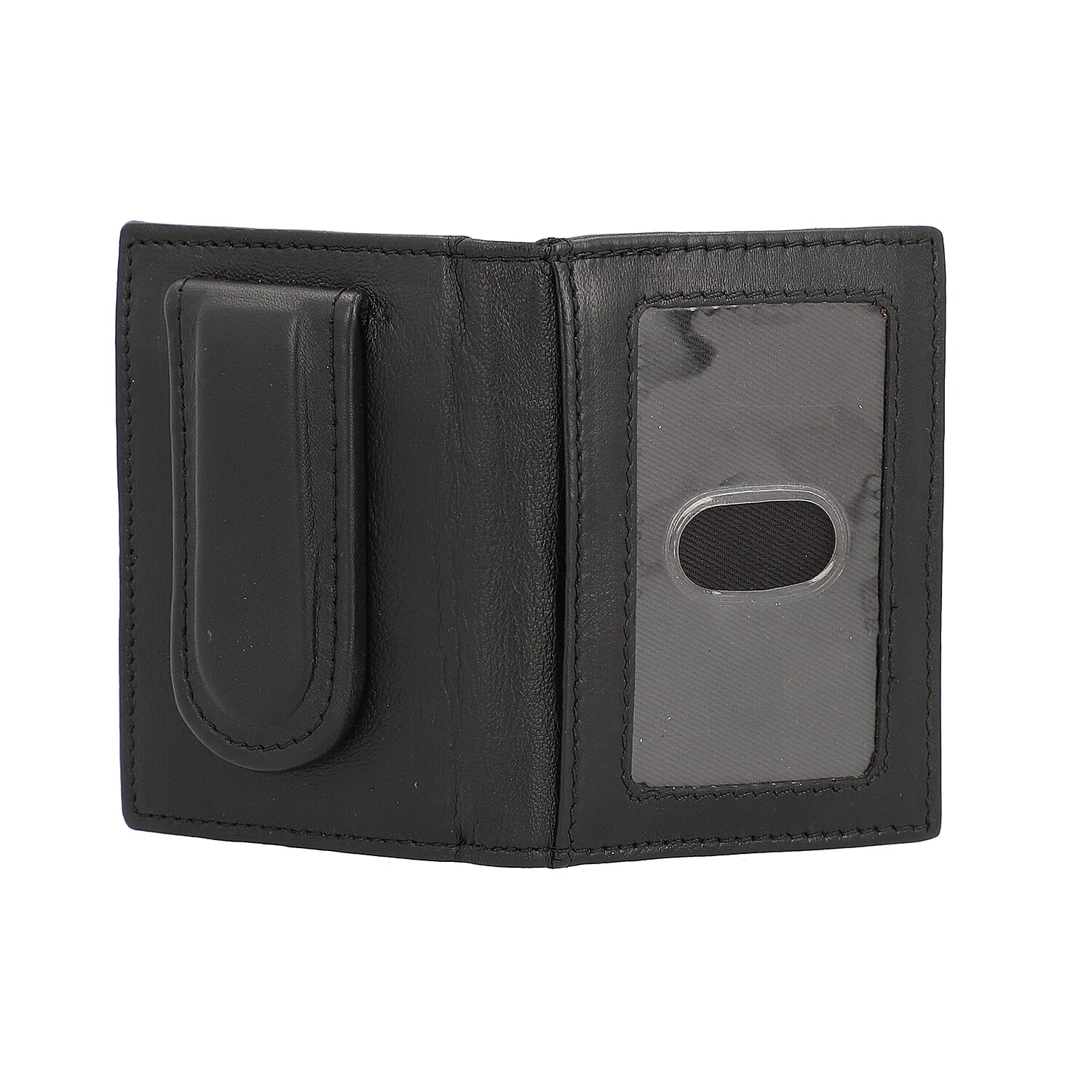 (Option - 1) 100% Genuine Leather Bi-Fold Men Wallet (Size 7.5x10cm) - Black