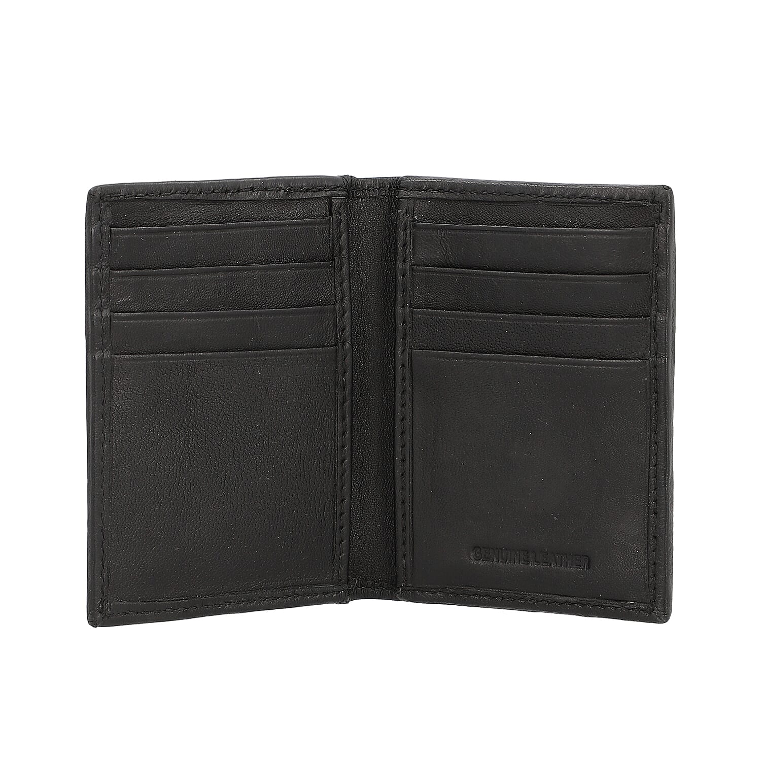 (Option - 1) 100% Genuine Leather Bi-Fold Men Wallet (Size 7.5x10cm) - Black
