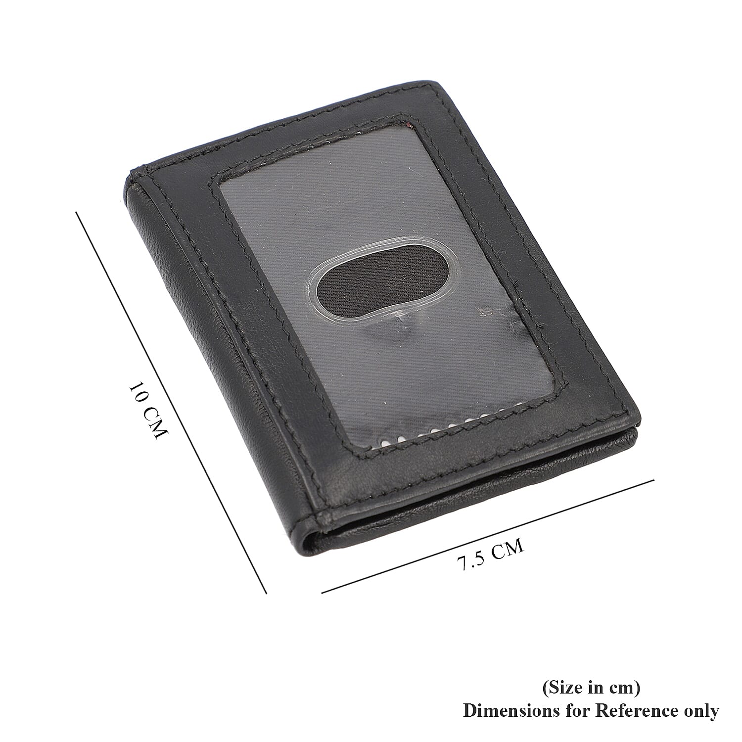 (Option - 1) 100% Genuine Leather Bi-Fold Men Wallet (Size 7.5x10cm) - Black