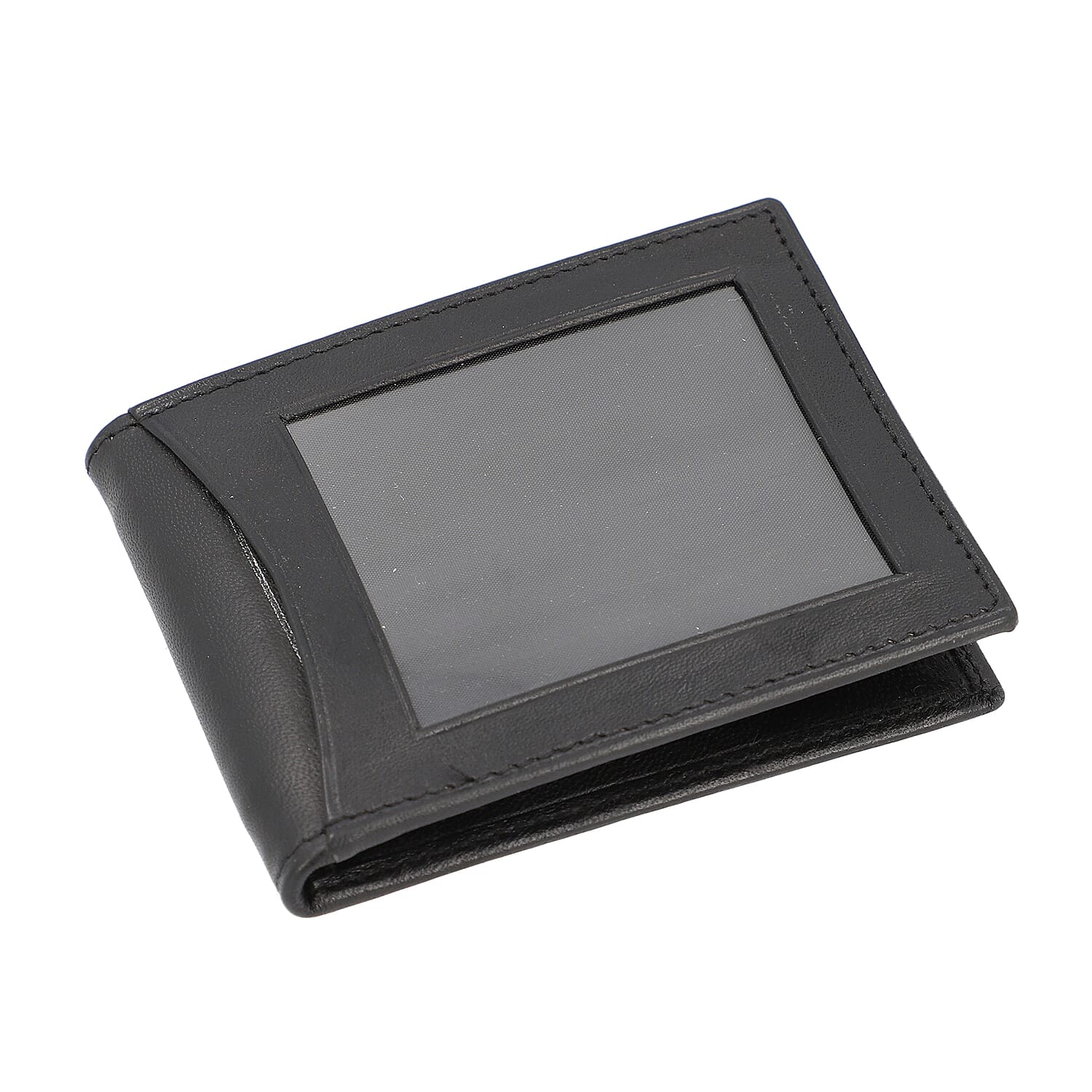 100% Genuine Leather Bi-Fold Mens Wallet (Size 10x8cm) - Black