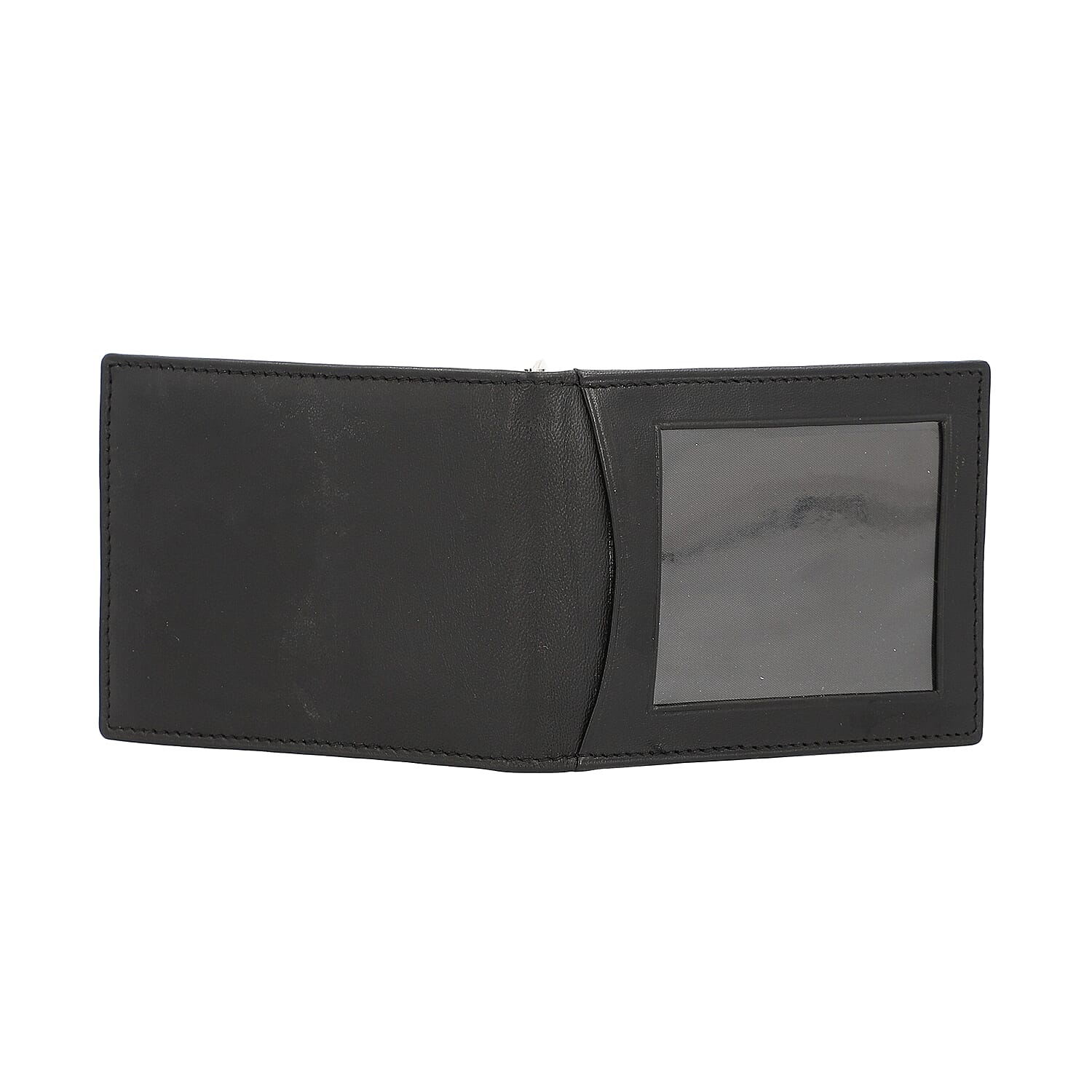 100% Genuine Leather Bi-Fold Mens Wallet (Size 10x8cm) - Black