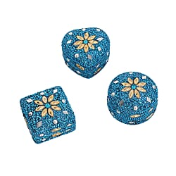 Set of 3 - Sequence Work Square Round and Heart Shape Jewellery Box - Silver