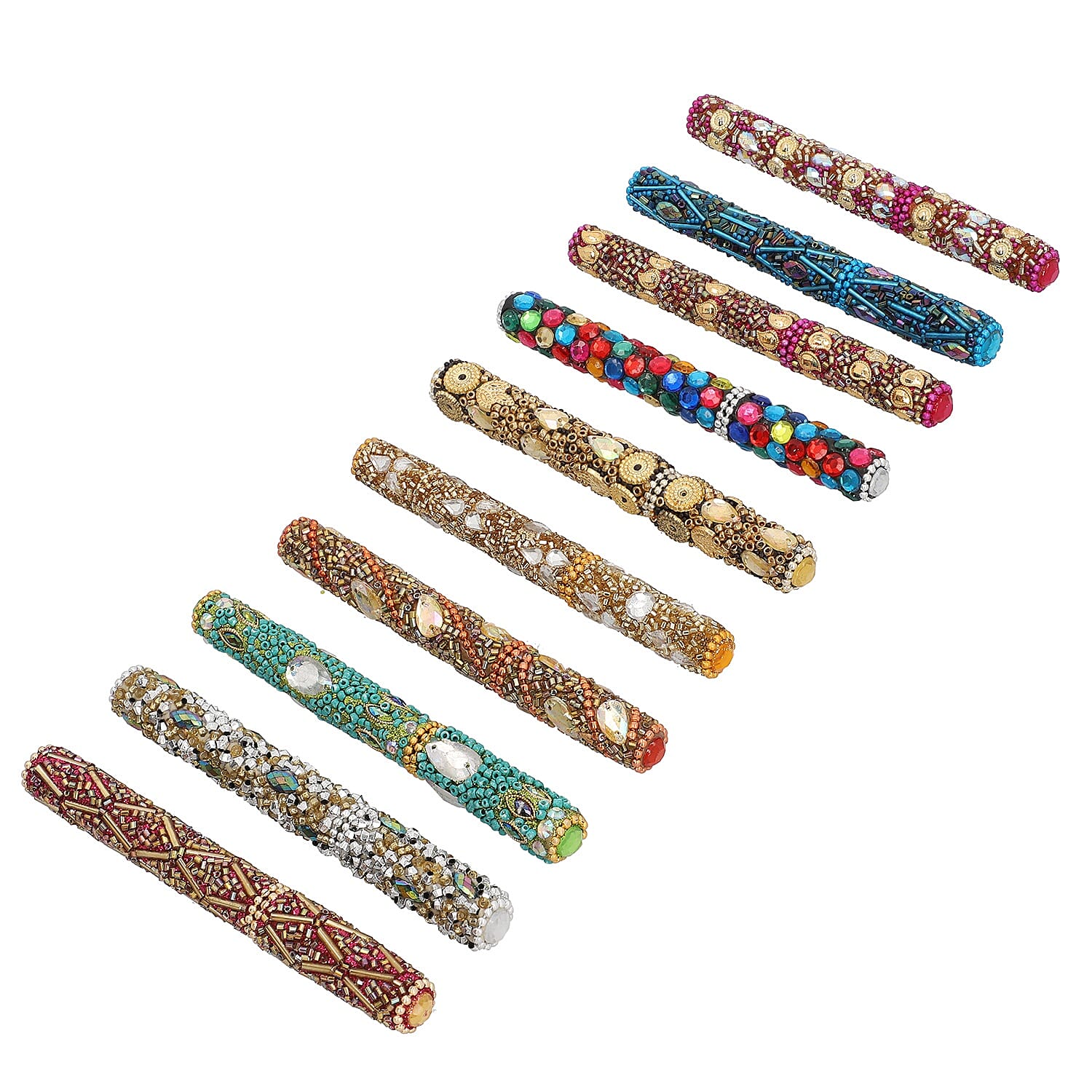 Hand Crafted Green Pen Stand with 10 Pcs of Pens