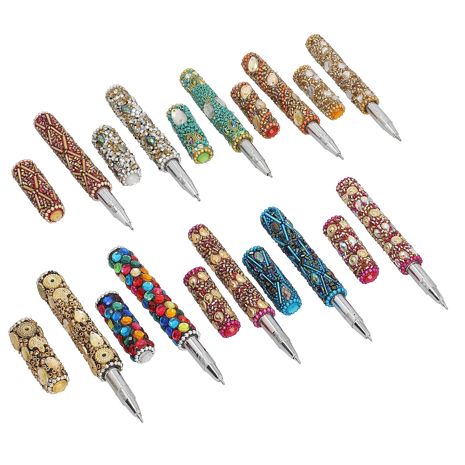 Hand Crafted Green Pen Stand with 10 Pcs of Pens