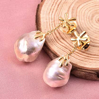 LucyQ Freshwater Purple Baroque Pearl Earrings (with Push Back - Main Image