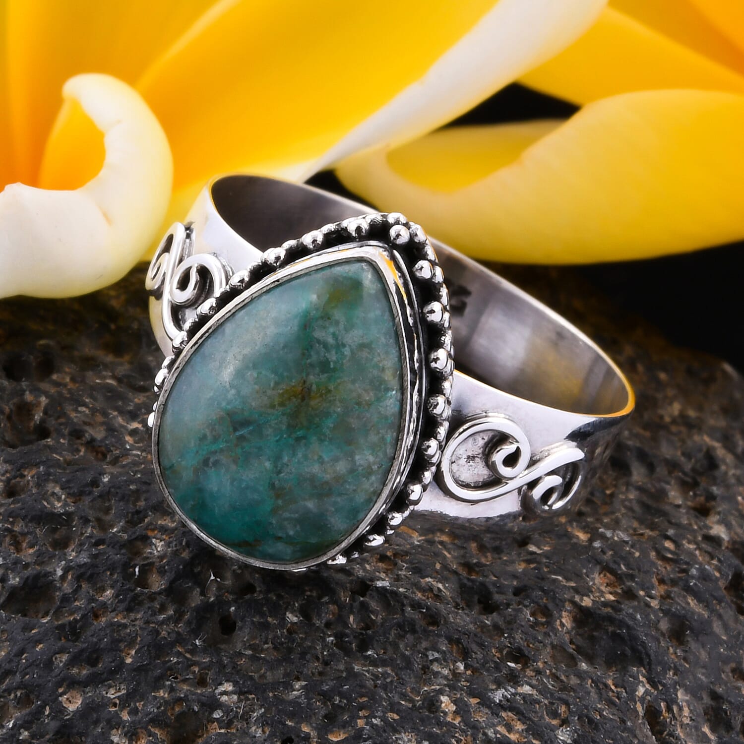 Royal Bali Collection - Chrysocolla Ring in Sterling Silver 4.87 Ct.