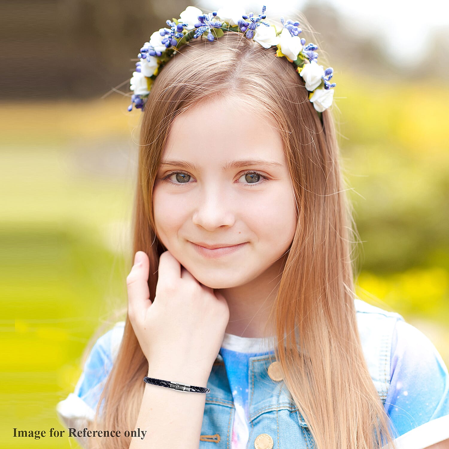 Genuine Braided Leather Bracelet (Size 7) in Stainless Steel - Black