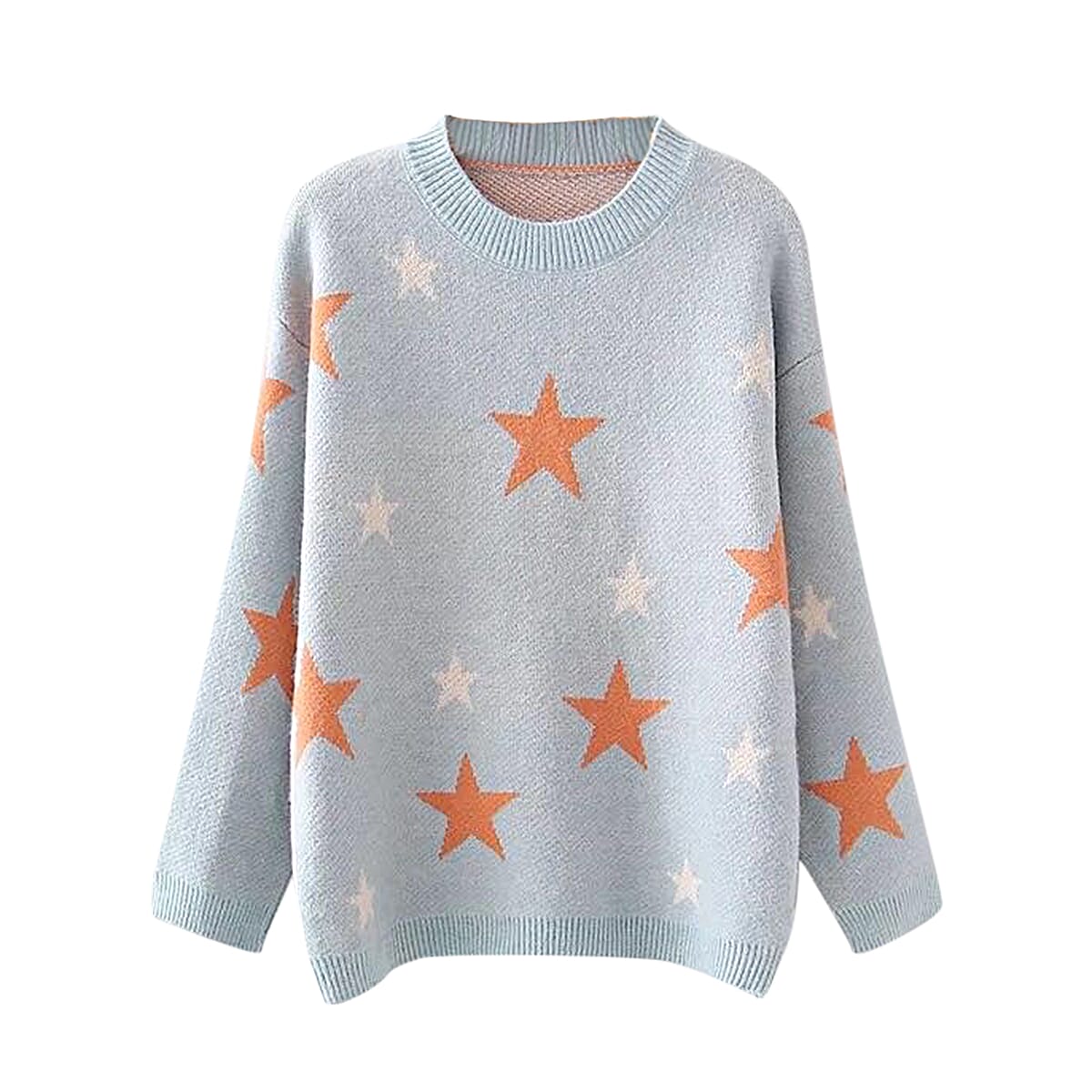 Kris Ana Star Print Wool Jumper One Size (8-16) - Blue