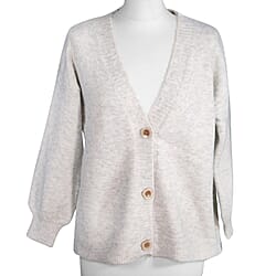 Kris Ana V Neck Wool Cardigan One Size (8-16) - Grey
