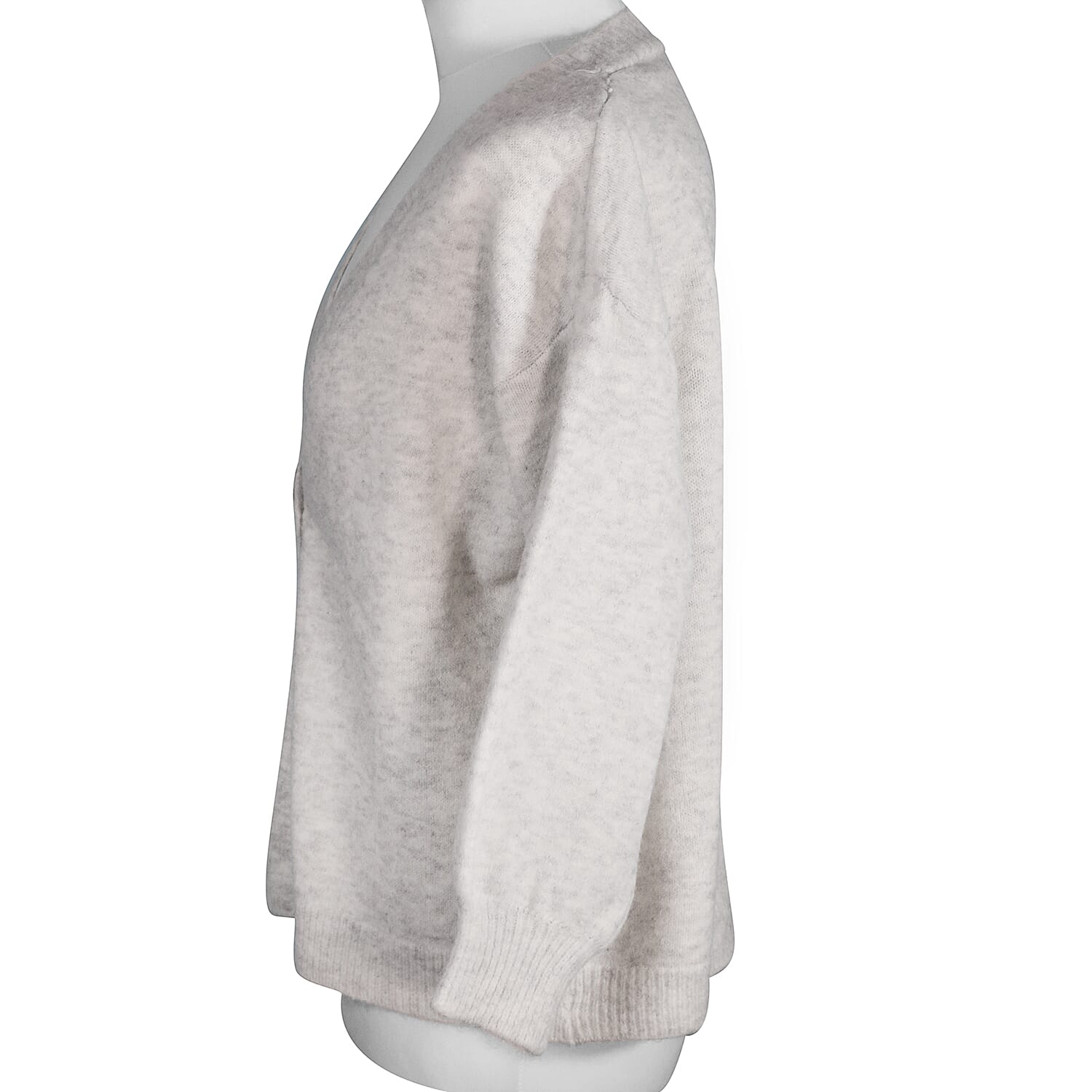 Kris Ana V Neck Wool Cardigan One Size (8-16) - Grey