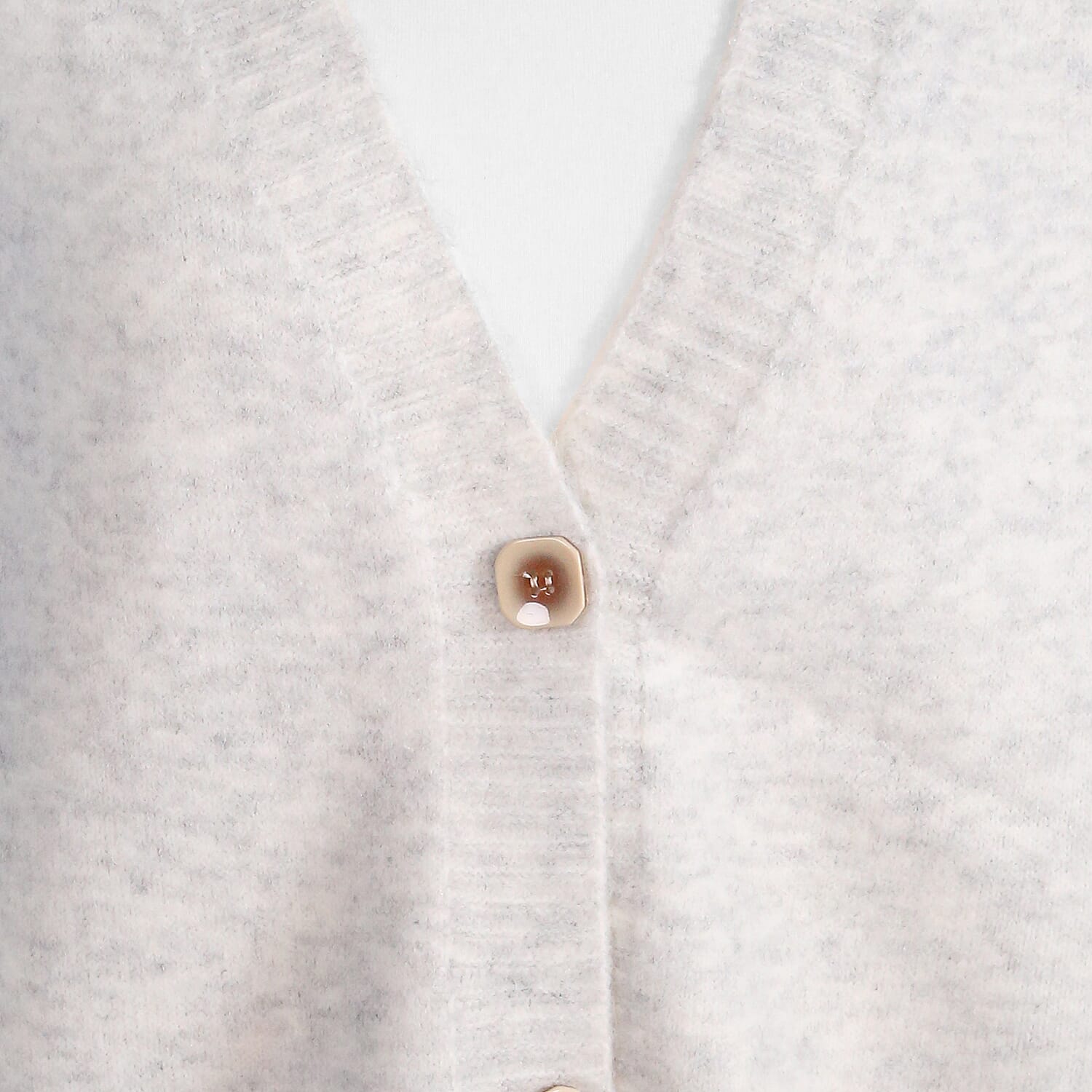 Kris Ana V Neck Wool Cardigan One Size (8-16) - Grey