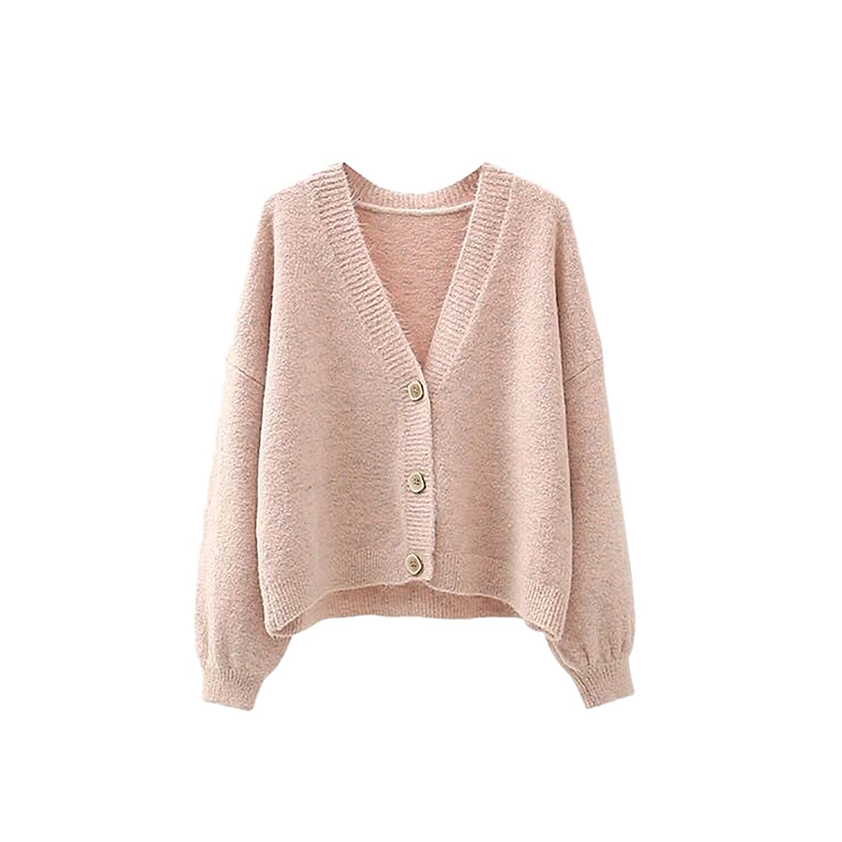 Kris Ana V Neck Wool Cardigan One Size (8-16) - Pink