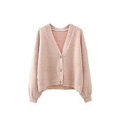 Kris Ana V Neck Wool Cardigan One Size (8-16) - Pink