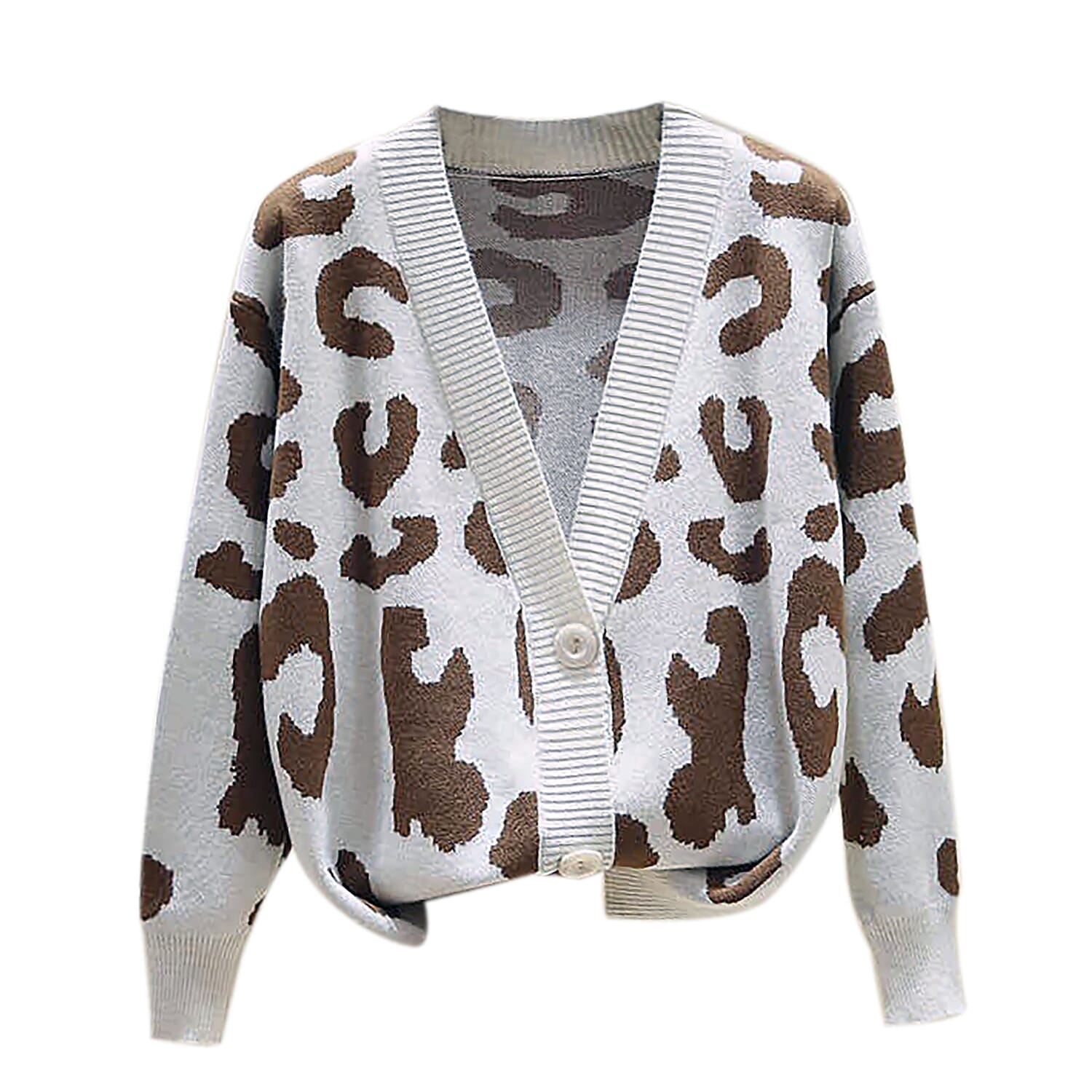 Kris Ana Animal Print Cardigan One Size (8-16) - Cream