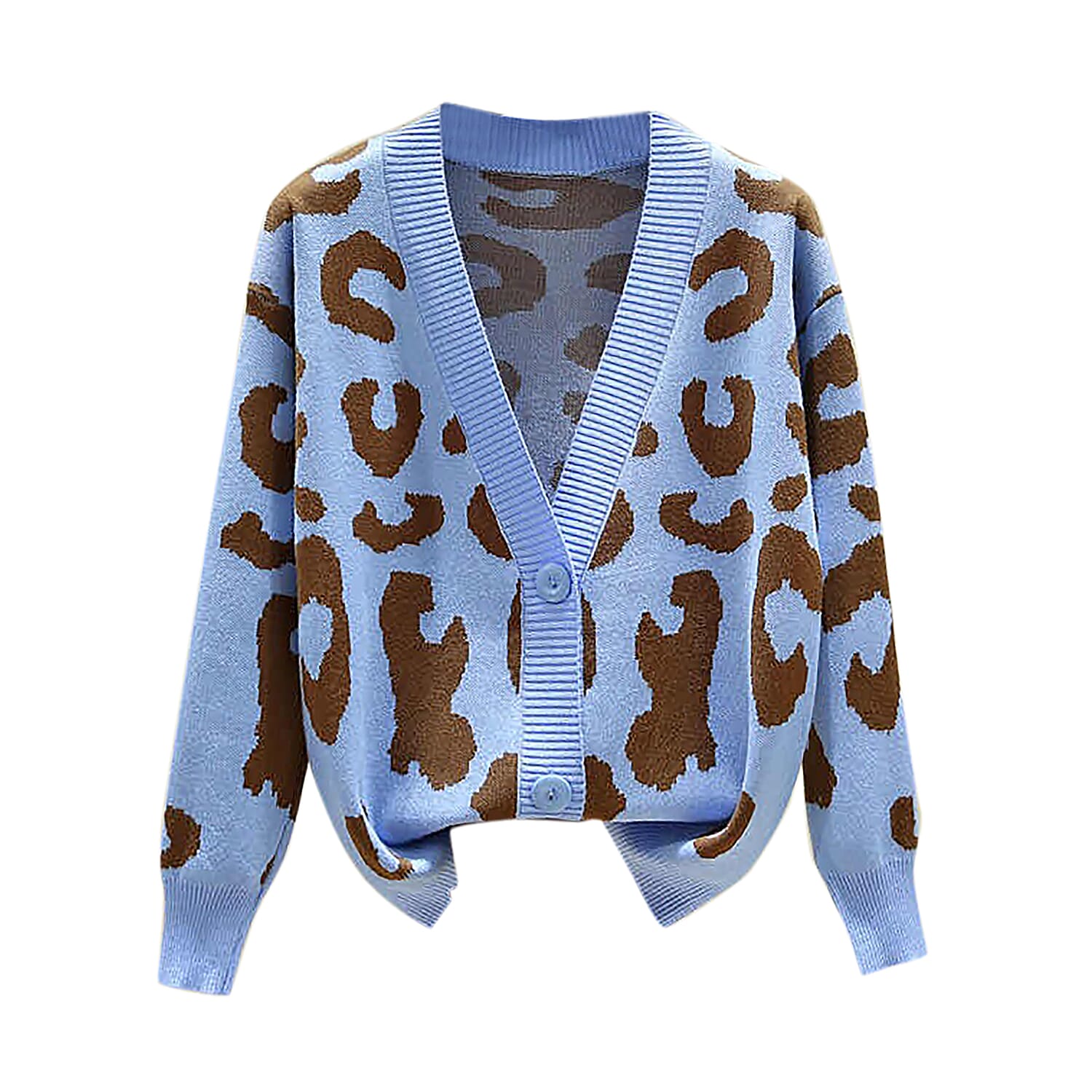 Kris Ana Animal Print Cardigan One Size (8-16) - Blue