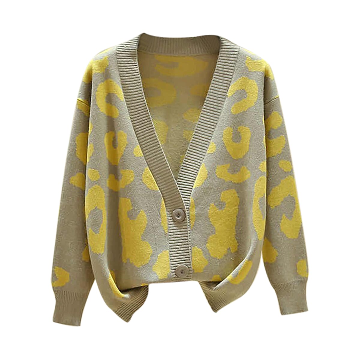 Kris Ana Animal Print Cardigan One Size (8-16) - Grey