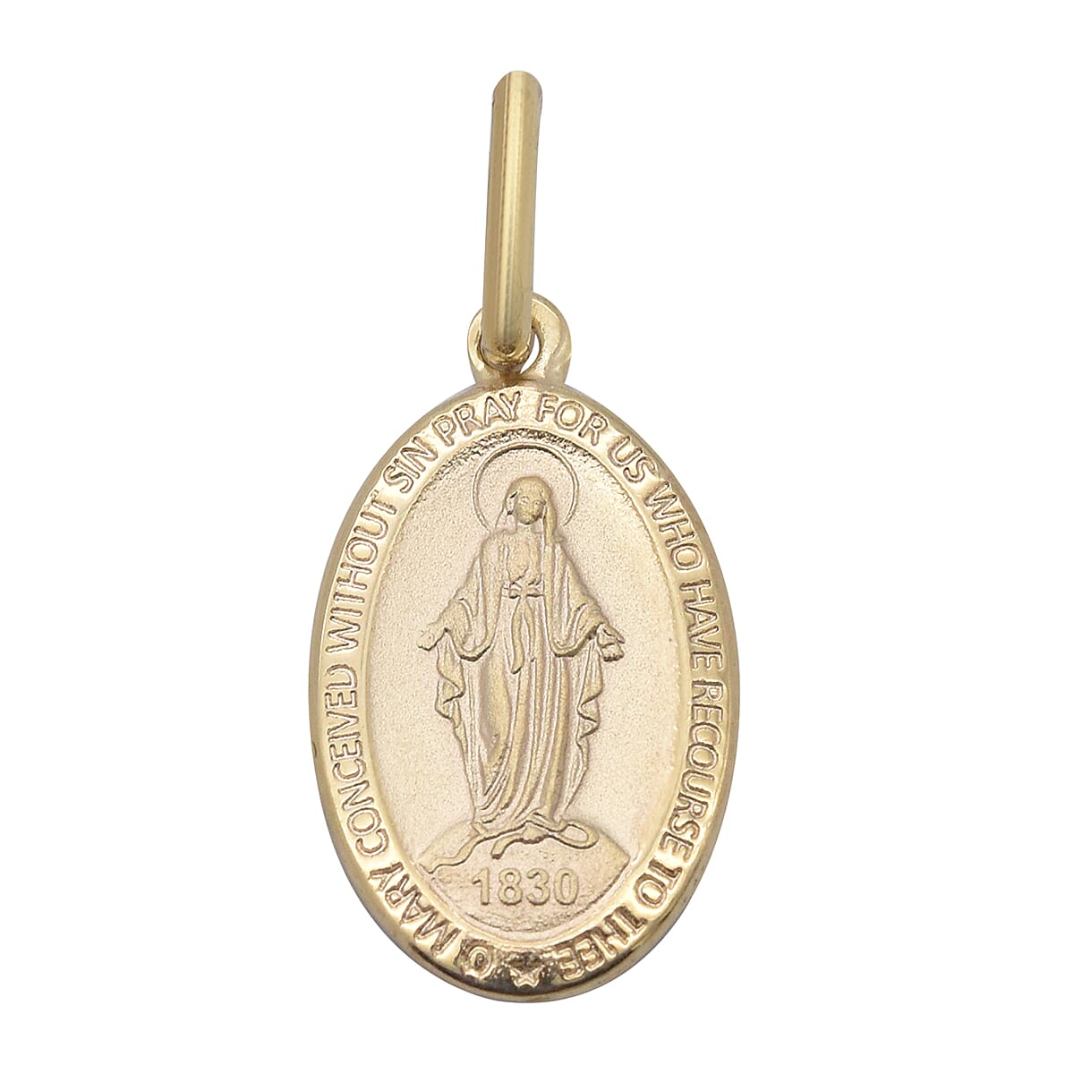 9K Yellow Gold Oval Holy Mary Pendant, Gold wt 1.50 Gms