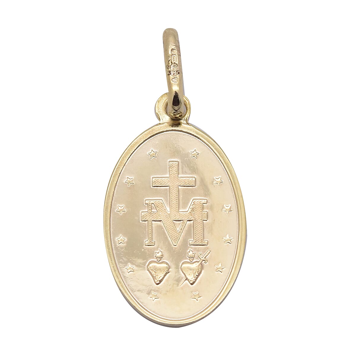 9K Yellow Gold Oval Holy Mary Pendant, Gold wt 1.50 Gms
