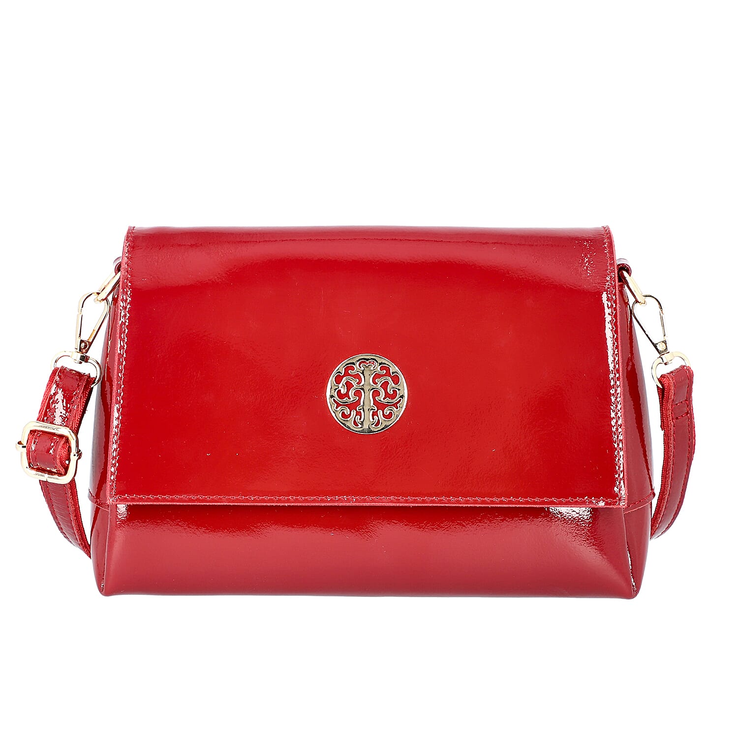 100% Genuine Leather Crossbody Bag with Adjustable Shoulder Starp (25x9.5x17cm) - Burgundy