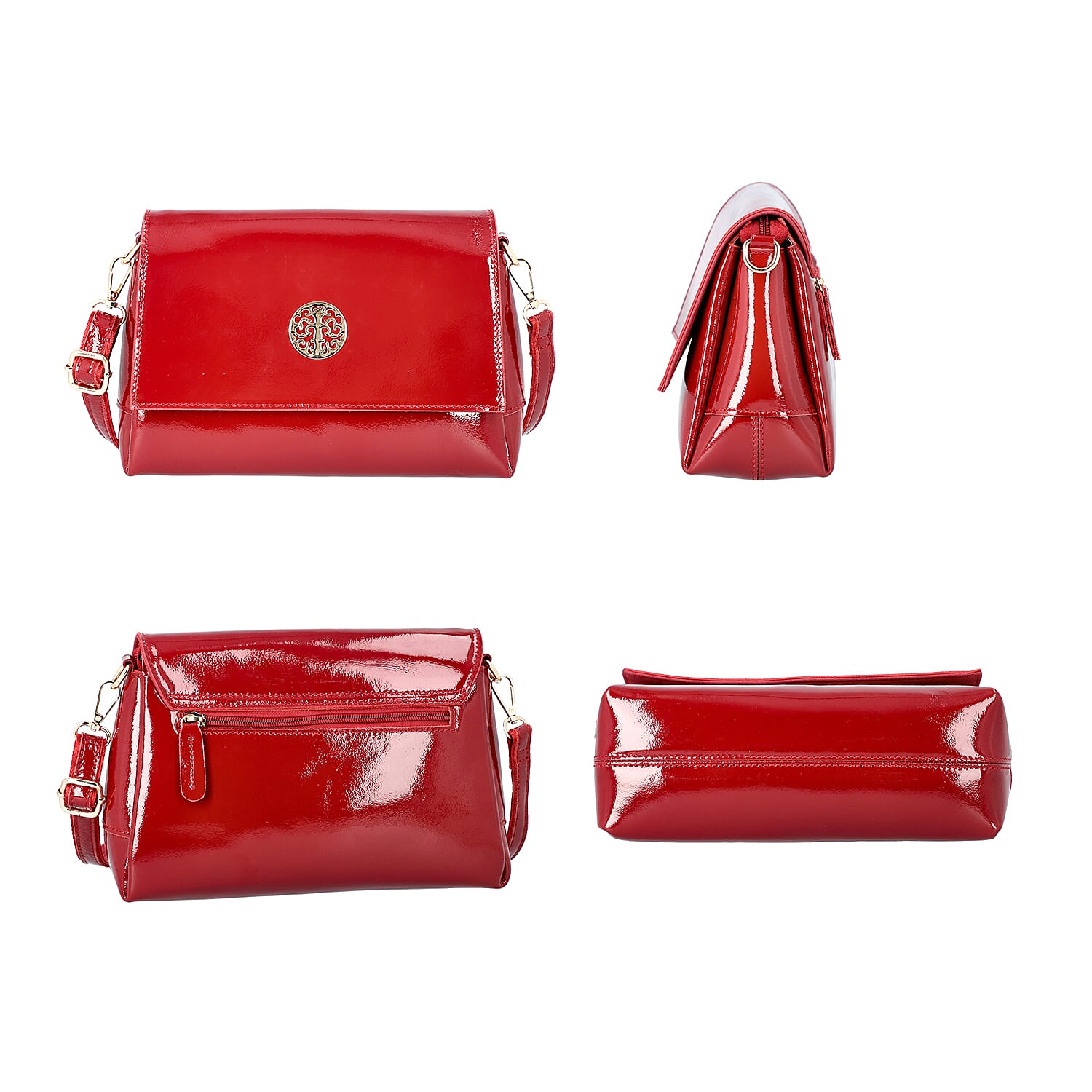 100% Genuine Leather Crossbody Bag with Adjustable Shoulder Starp (25x9.5x17cm) - Burgundy