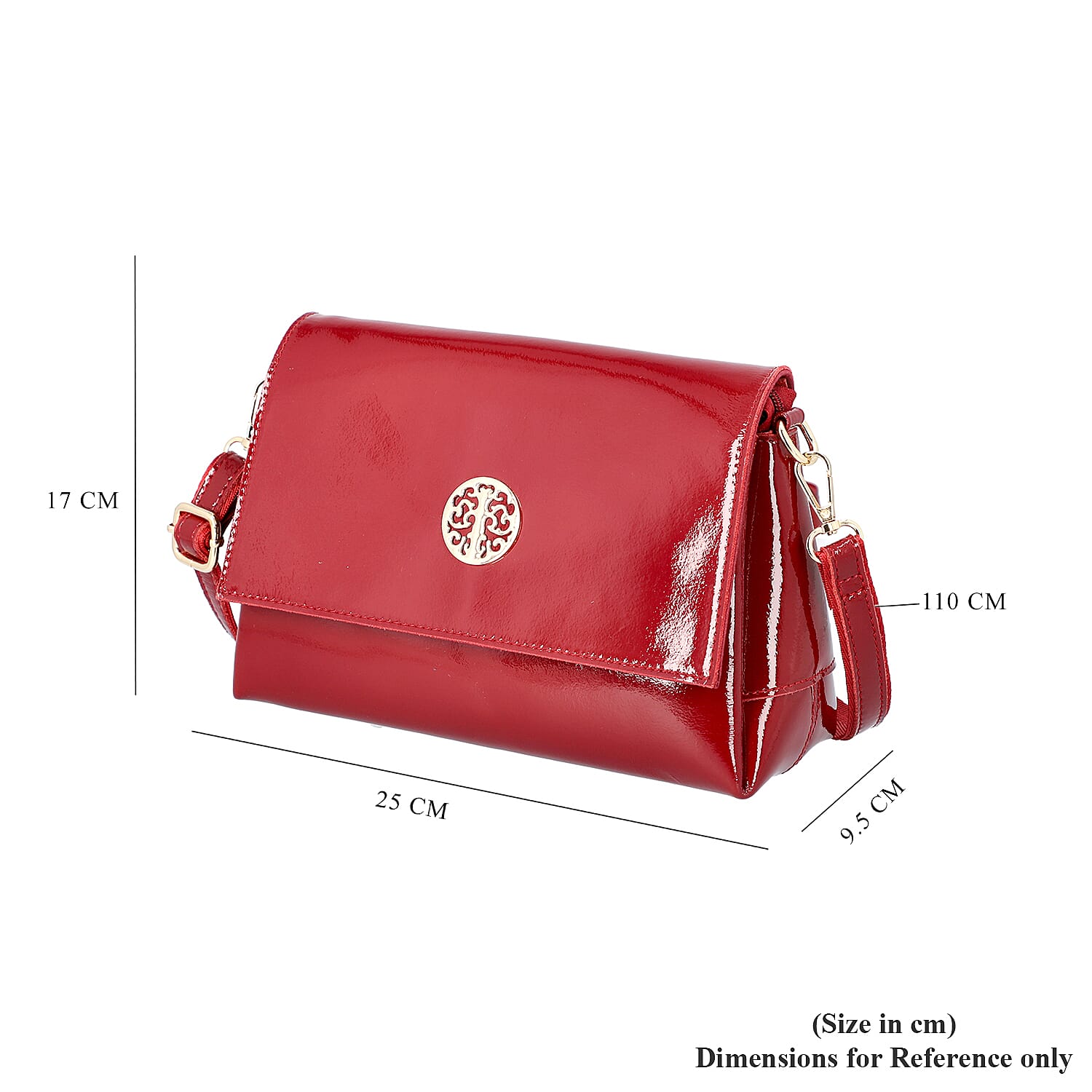 100% Genuine Leather Crossbody Bag with Adjustable Shoulder Starp (25x9.5x17cm) - Burgundy