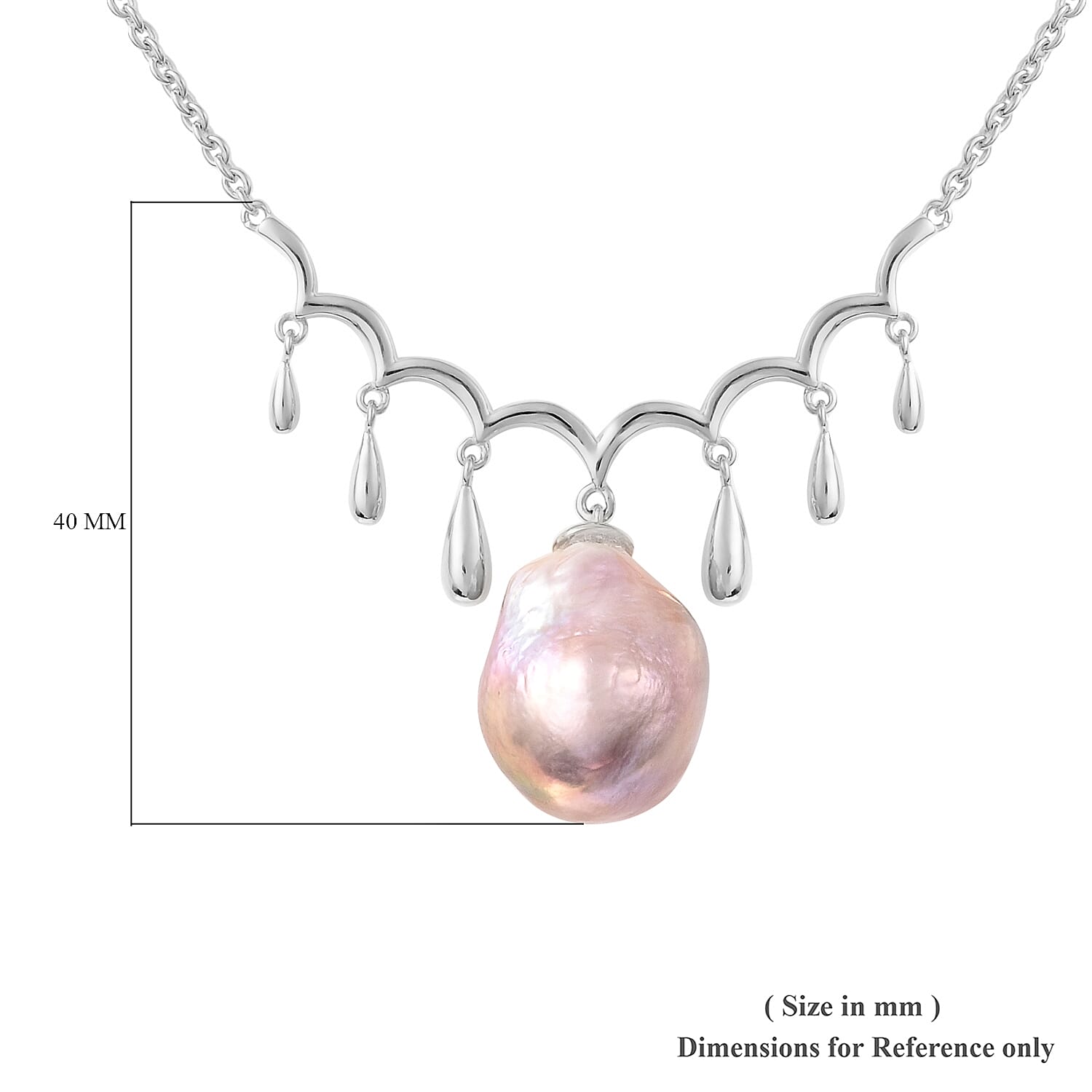 LucyQ - Baroque Freshwater Pearl Necklace (Size 20) in Rhodium Overlay Sterling Silver