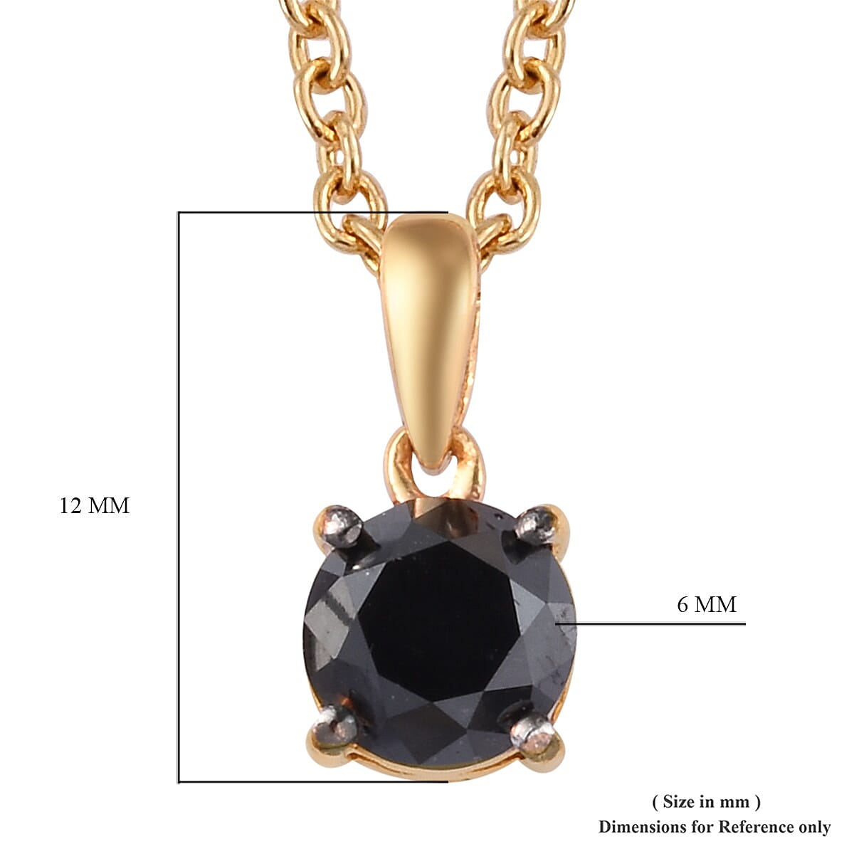Black Diamond Pendant with Chain (Size 18) in 14K Gold Overlay Sterling Silver 1.00 Ct.