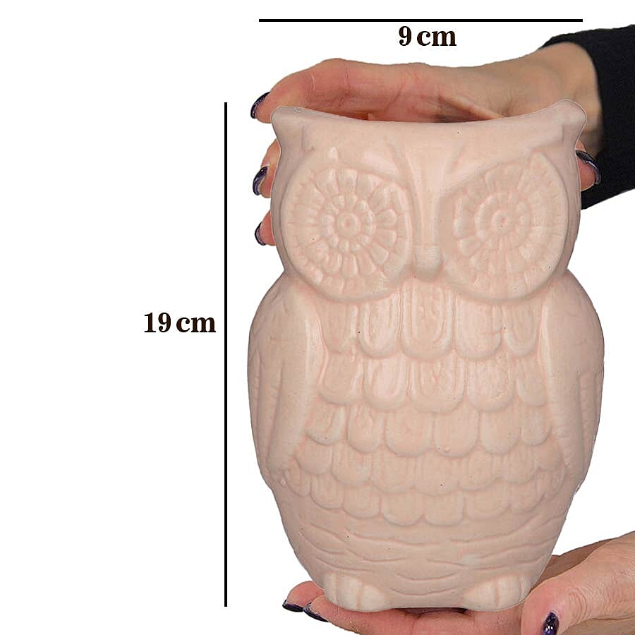 Owl Design Ceramic Multipurpose Holder (Size 19x9cm) - Light Pink