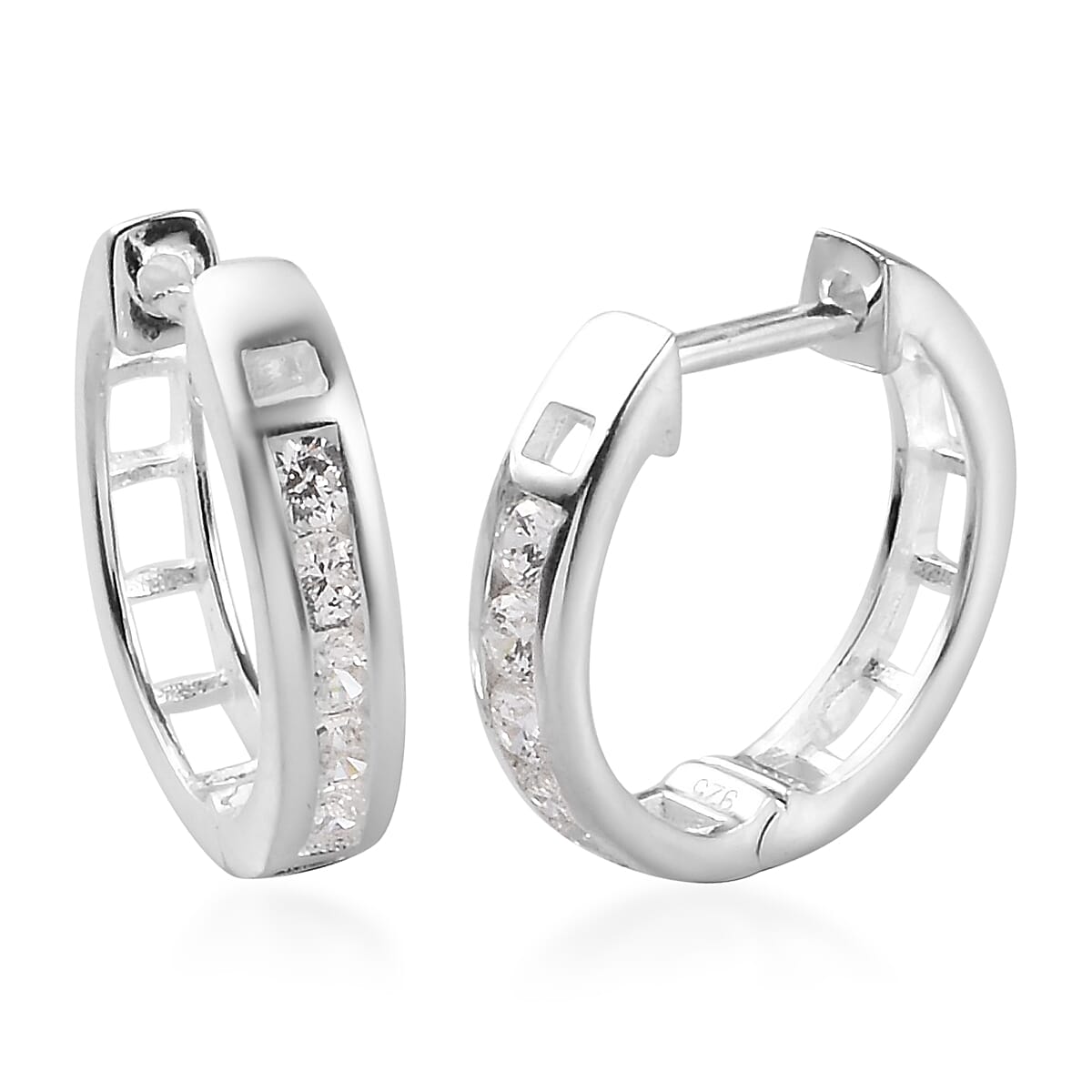 J Francis - Sterling Silver Hoop Earrings Made with Finest CZ