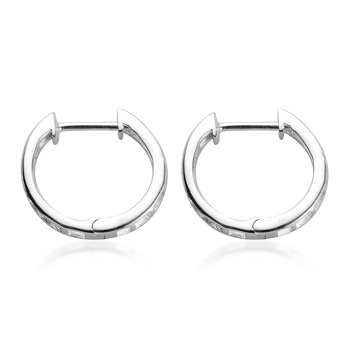 J Francis - Sterling Silver Hoop Earrings Made with Finest CZ